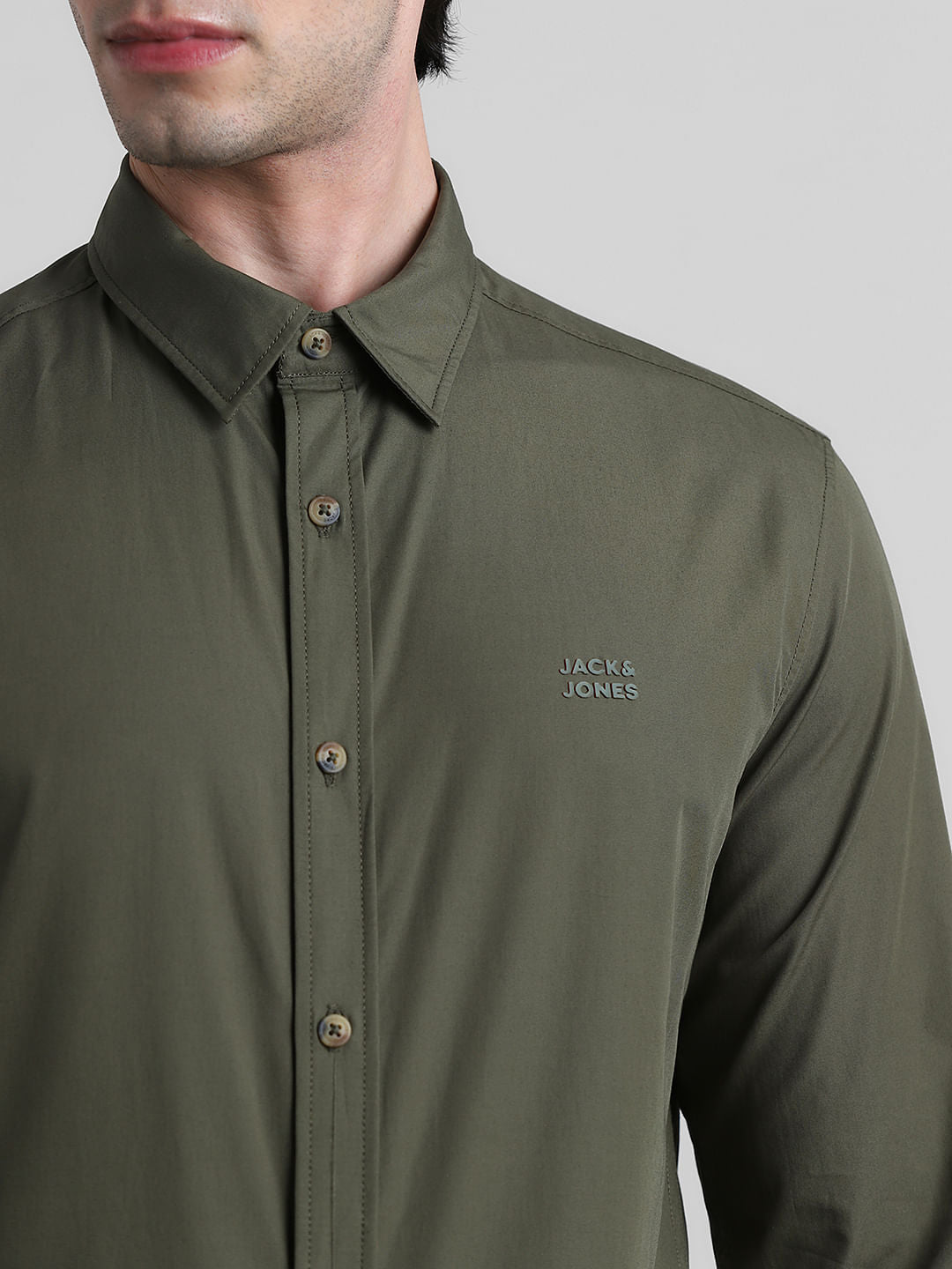 Green Cotton Full Sleeves Shirt