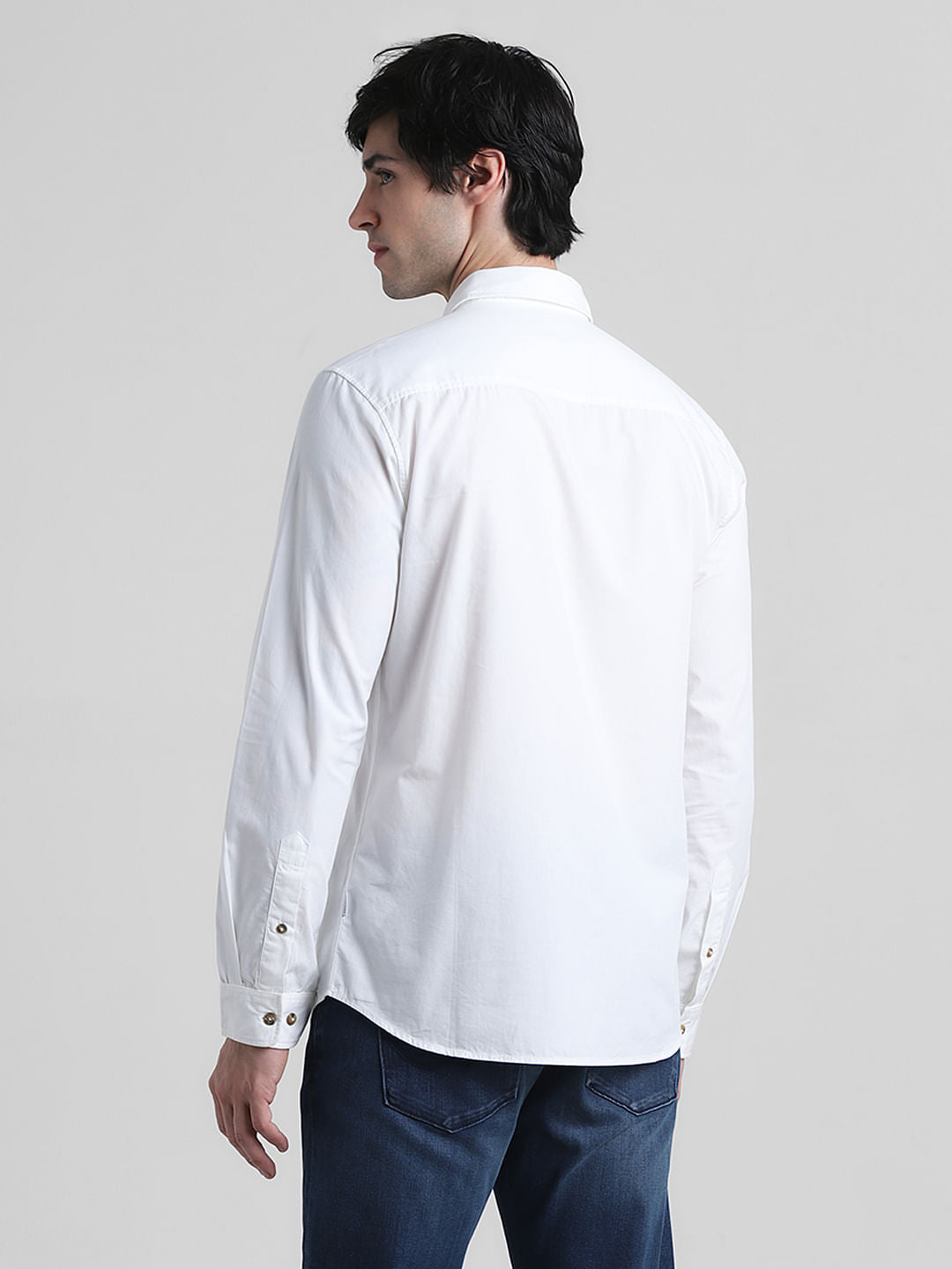 White Cotton Full Sleeves Shirt
