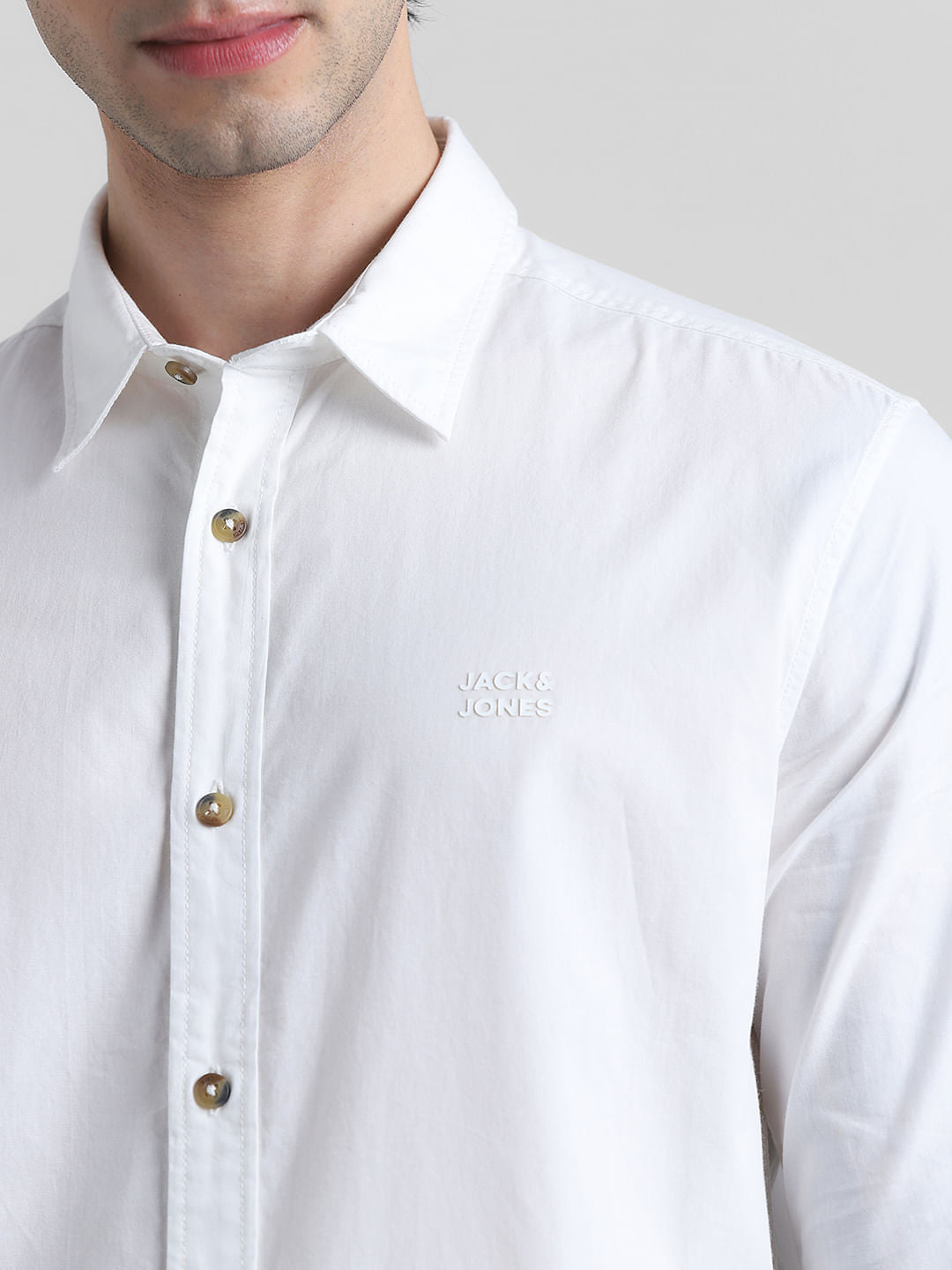 White Cotton Full Sleeves Shirt