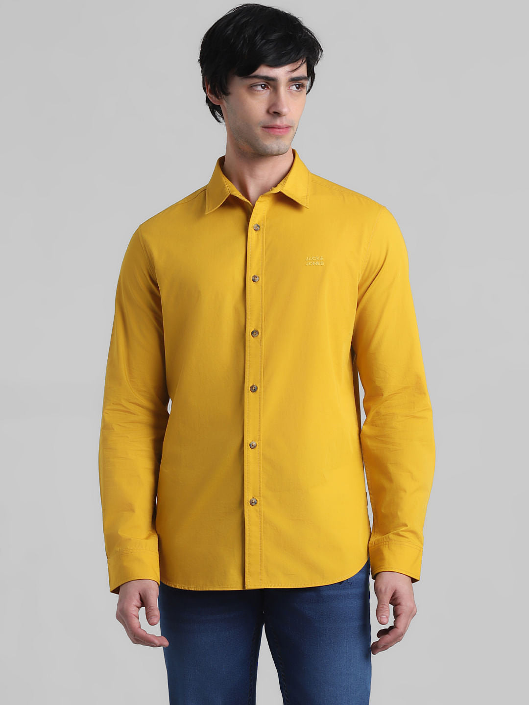 Mustard Cotton Full Sleeves Shirt