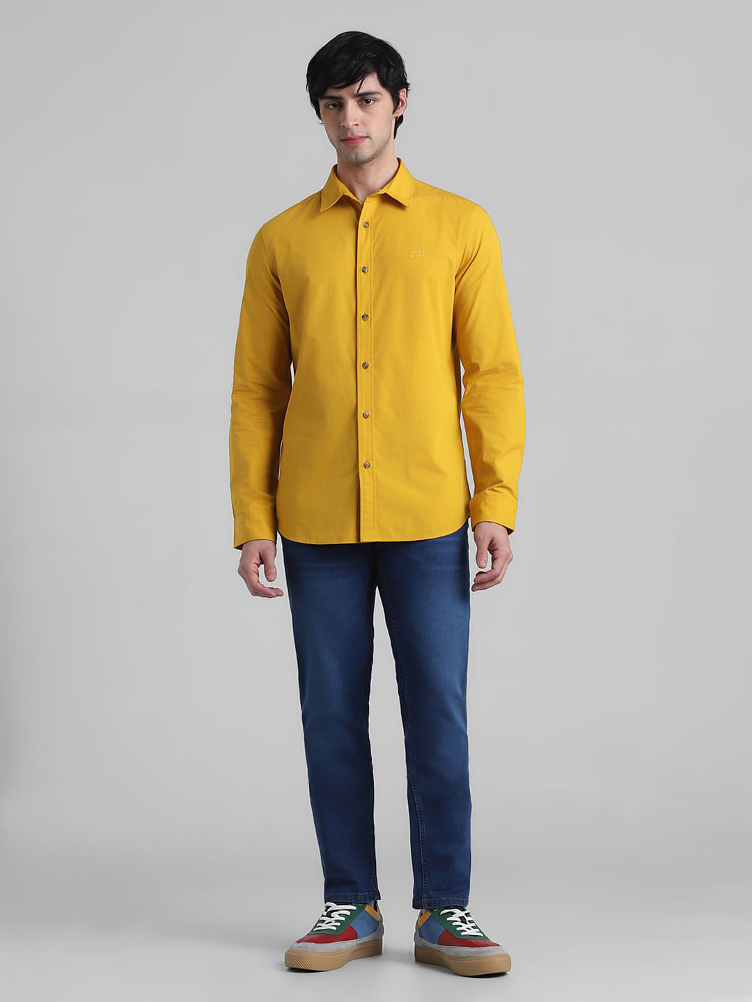 Mustard Cotton Full Sleeves Shirt