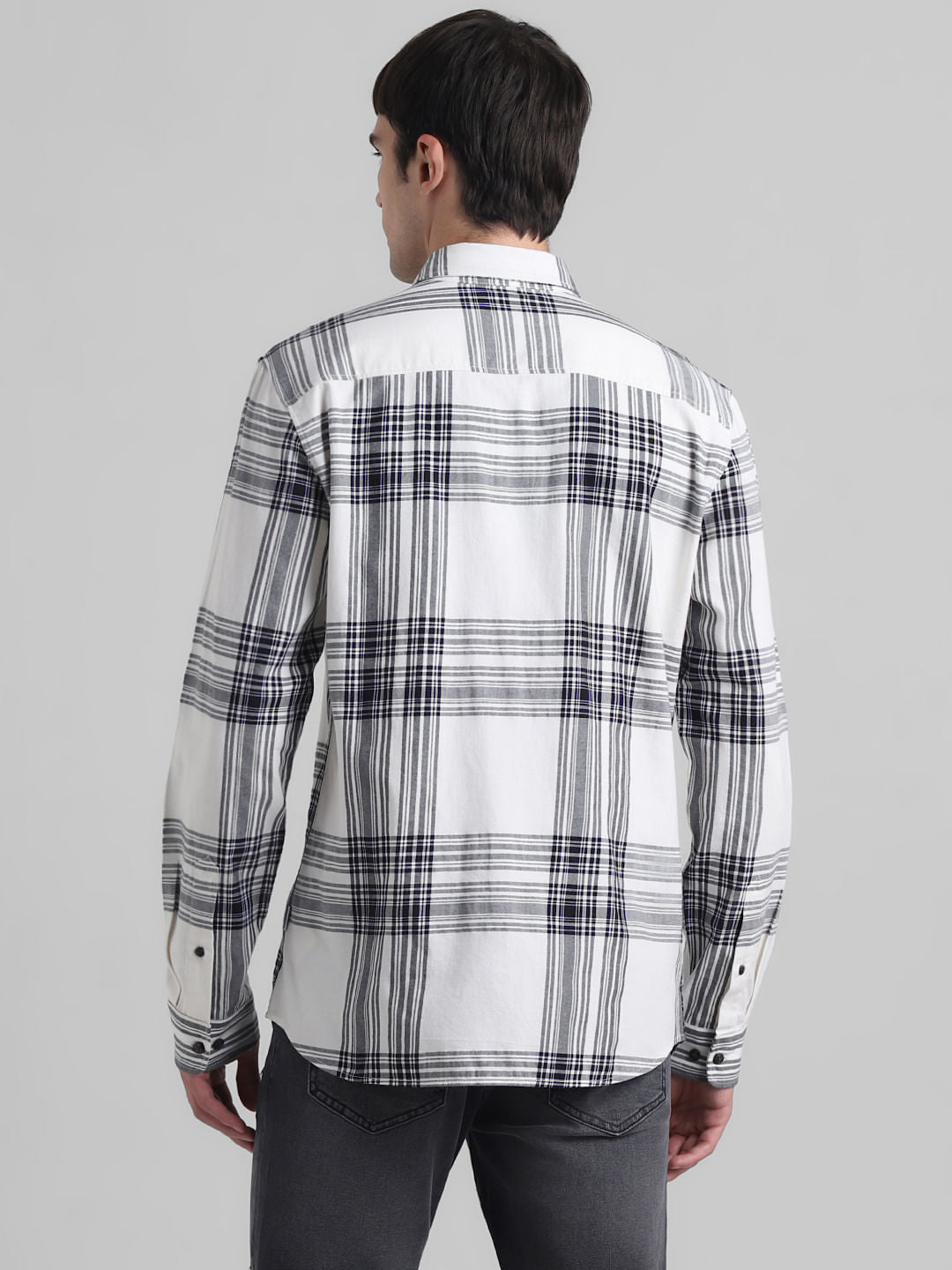 White Check Print Full Sleeves Shirt