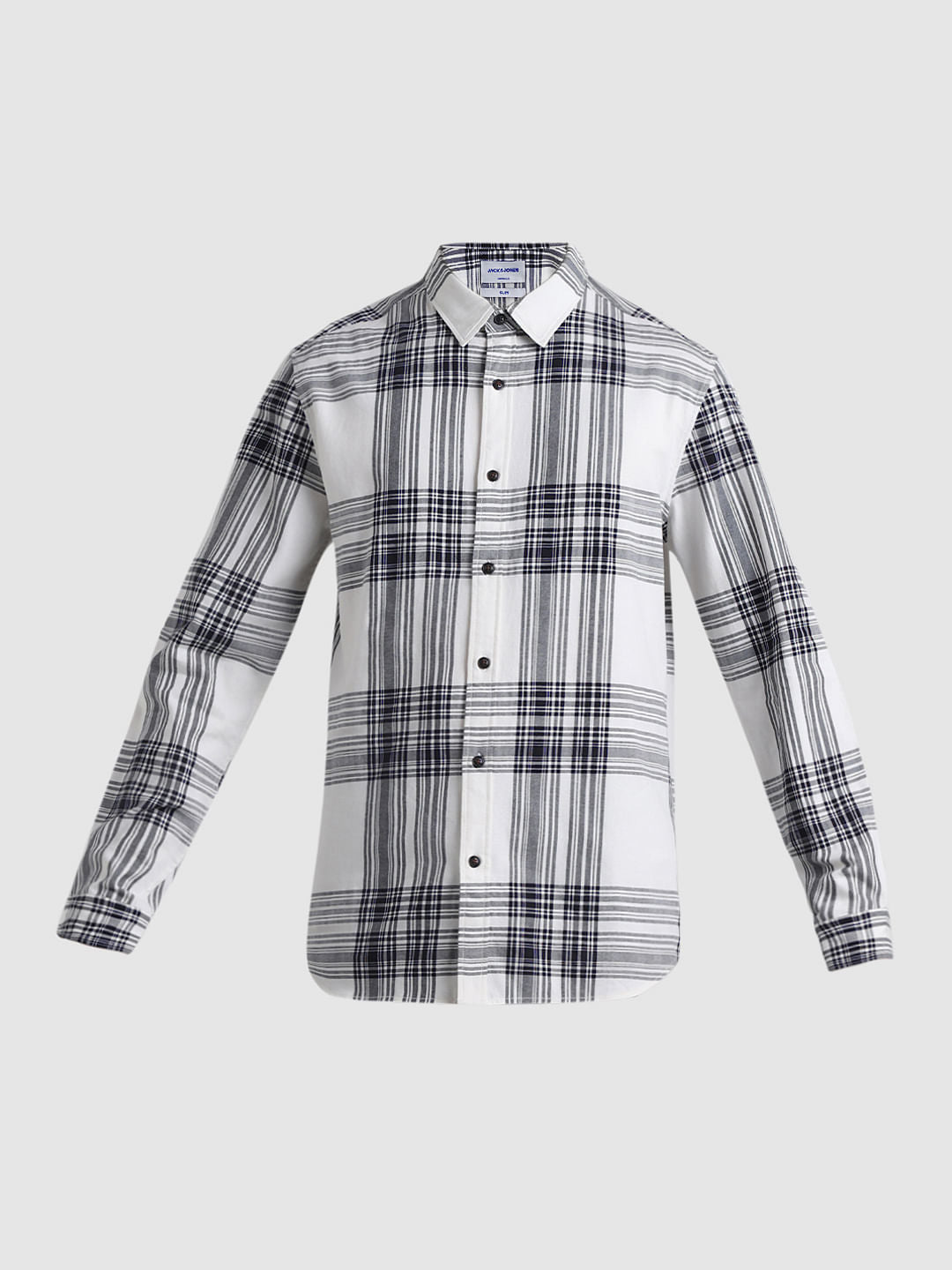 White Check Print Full Sleeves Shirt
