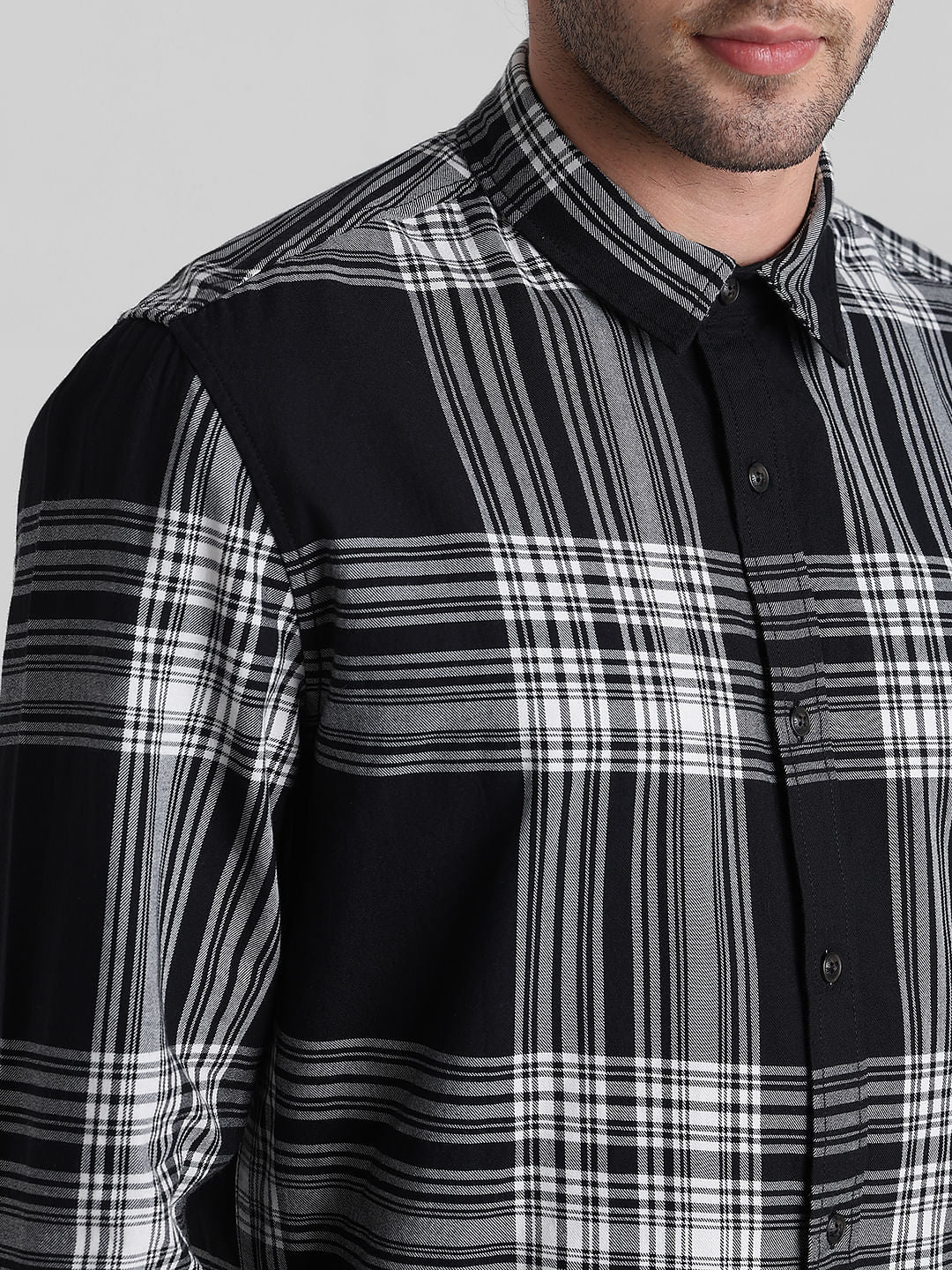 Black Check Print Full Sleeves Shirt