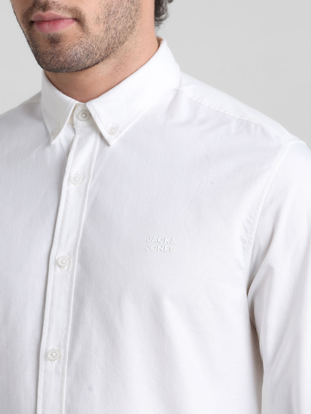 White Cotton Full Sleeves Shirt