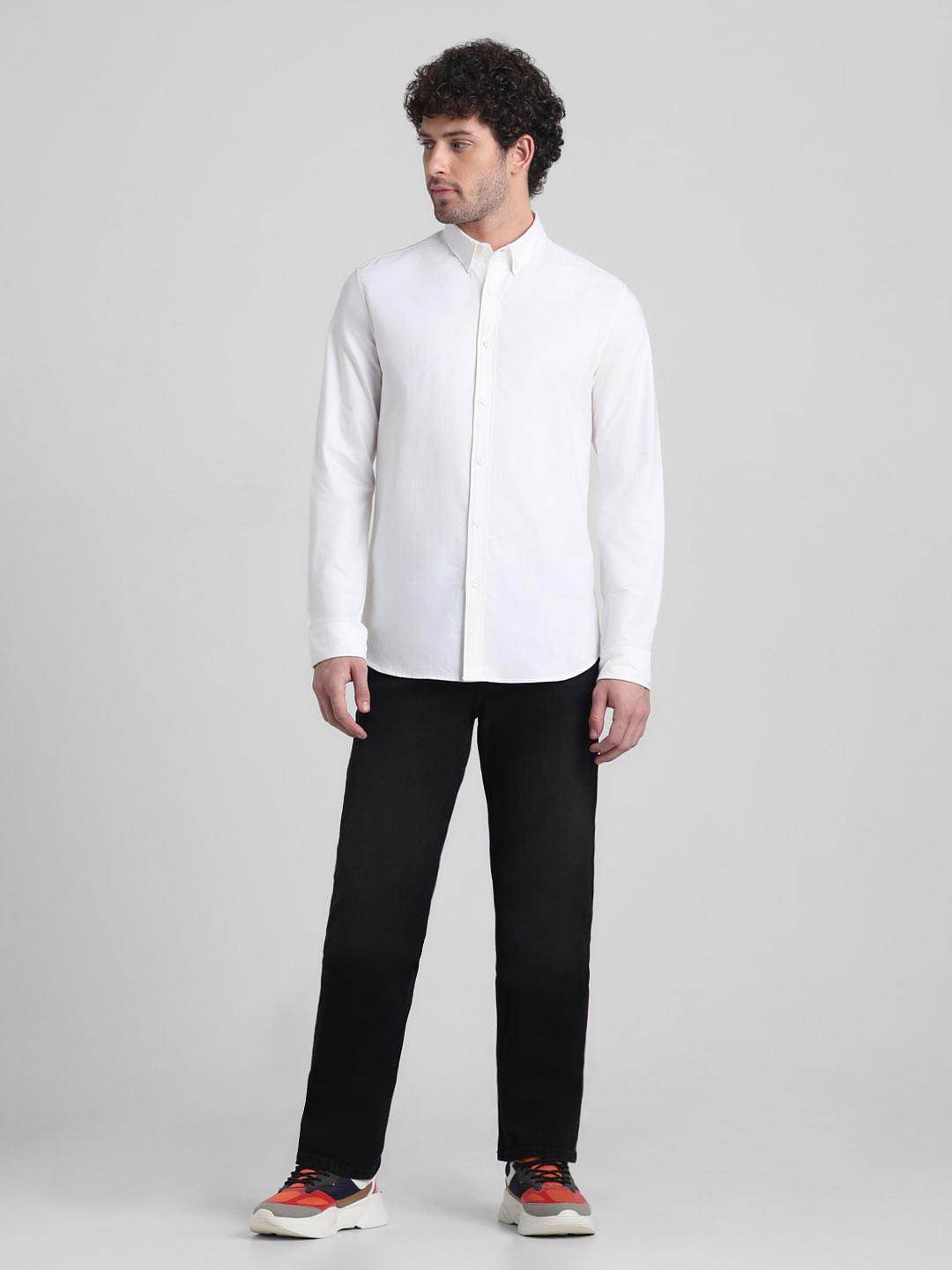 White Cotton Full Sleeves Shirt