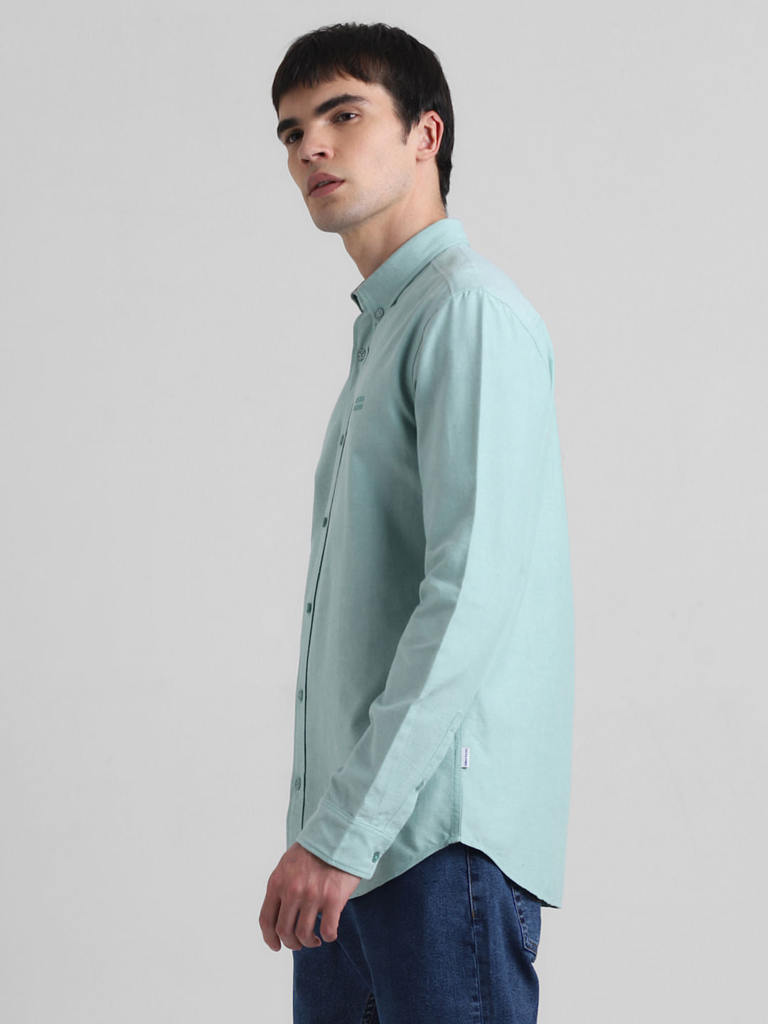Green Cotton Full Sleeves Shirt