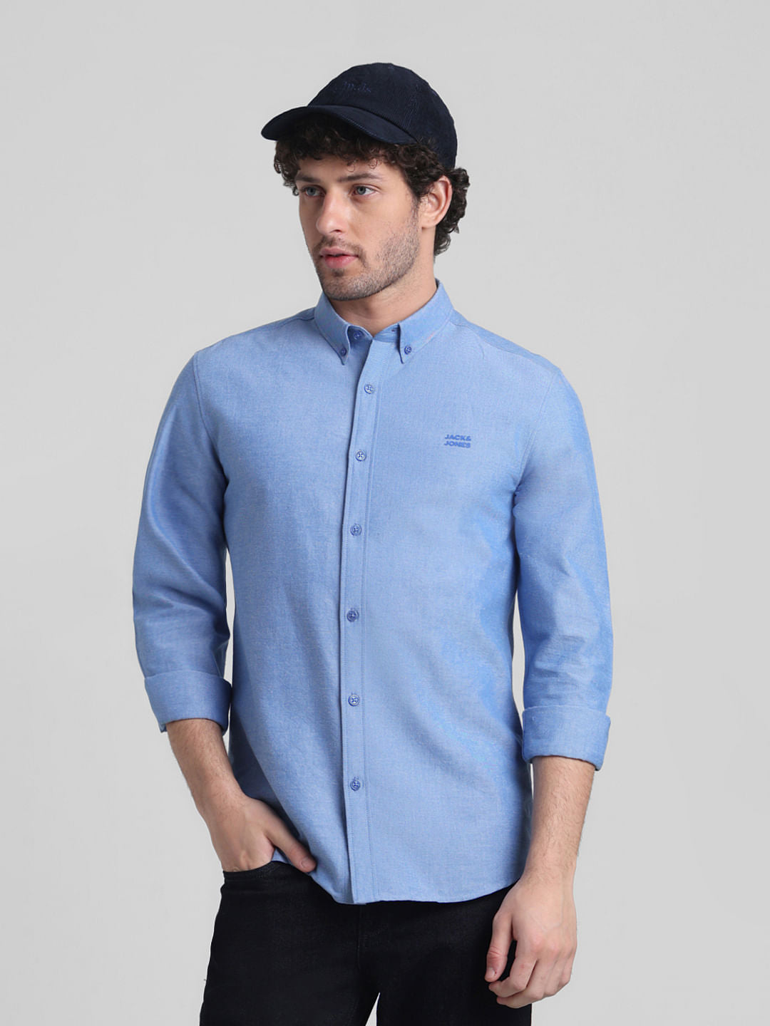 Blue Cotton Full Sleeves Shirt