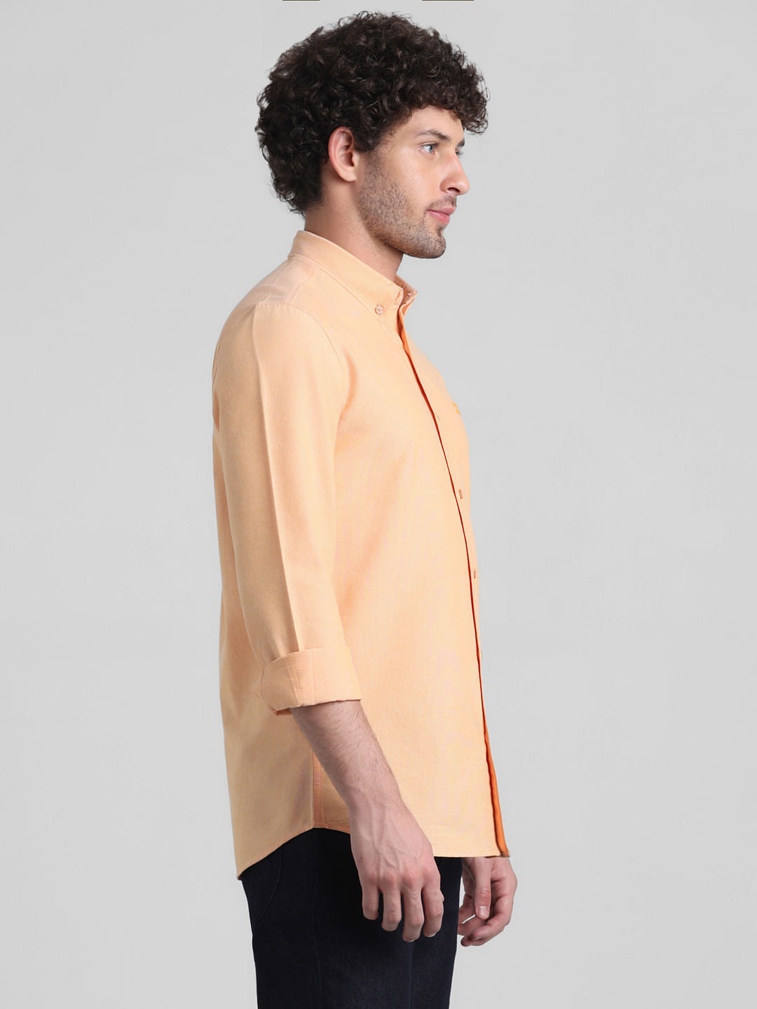 Peach Cotton Full Sleeves Shirt