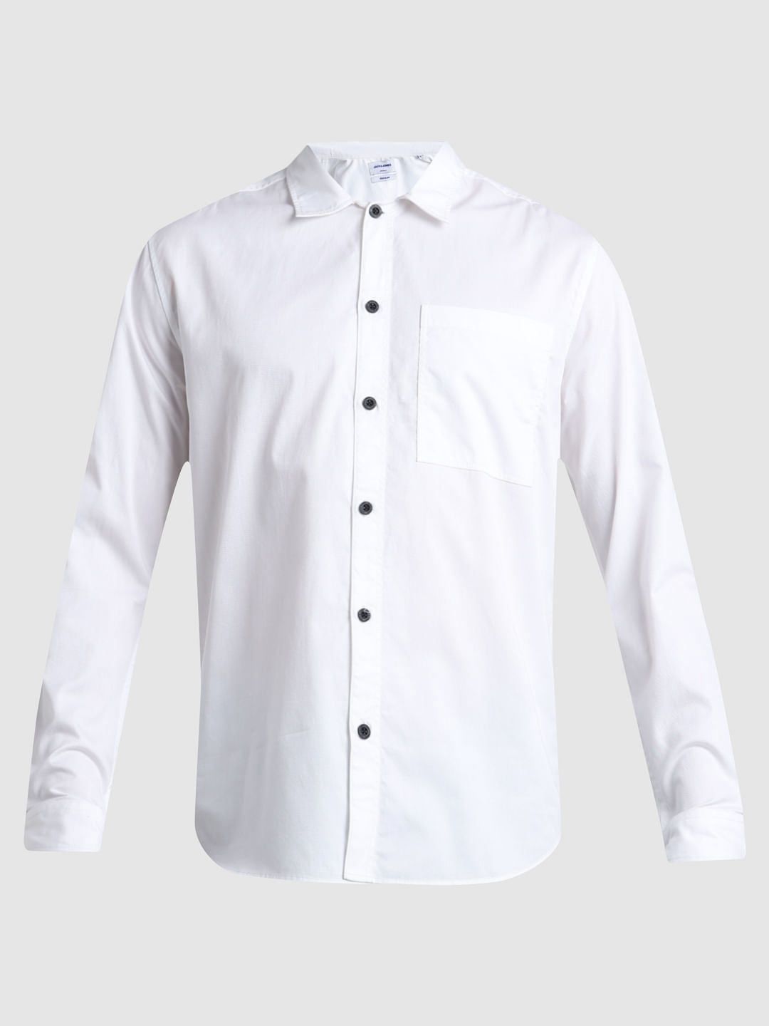 White Placement Print Cotton Shirt