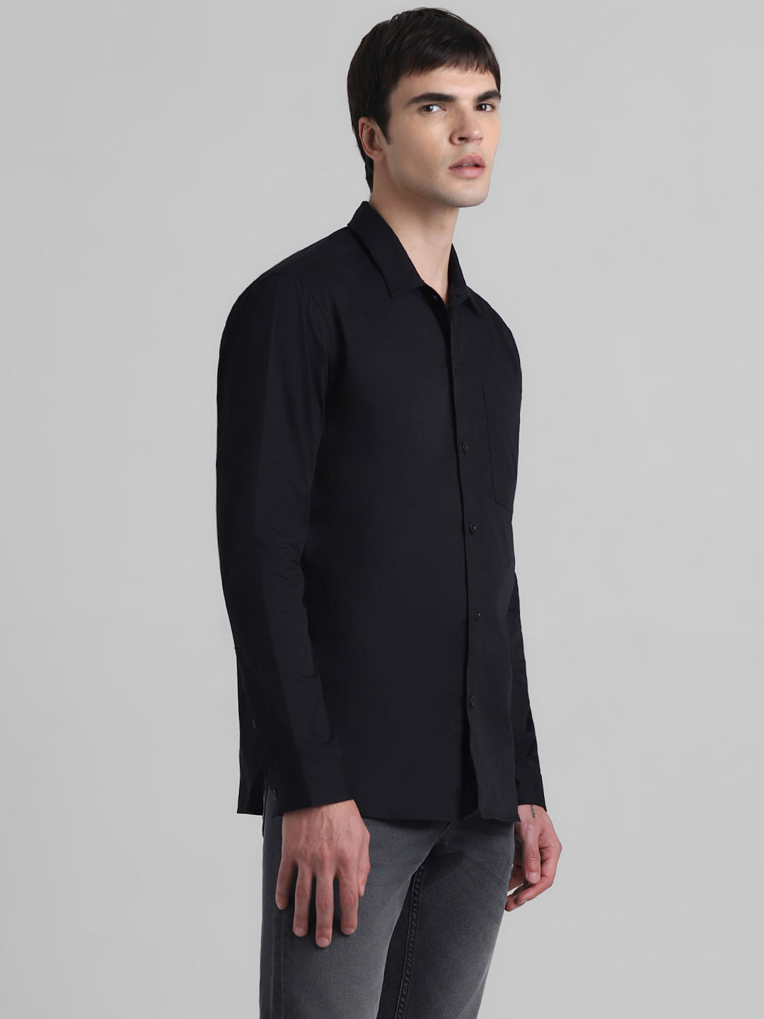 Black Graphic Print Full Sleeves Shirt