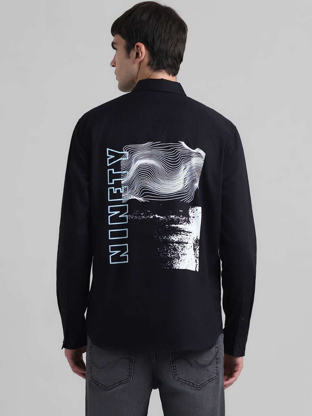 Black Graphic Print Full Sleeves Shirt