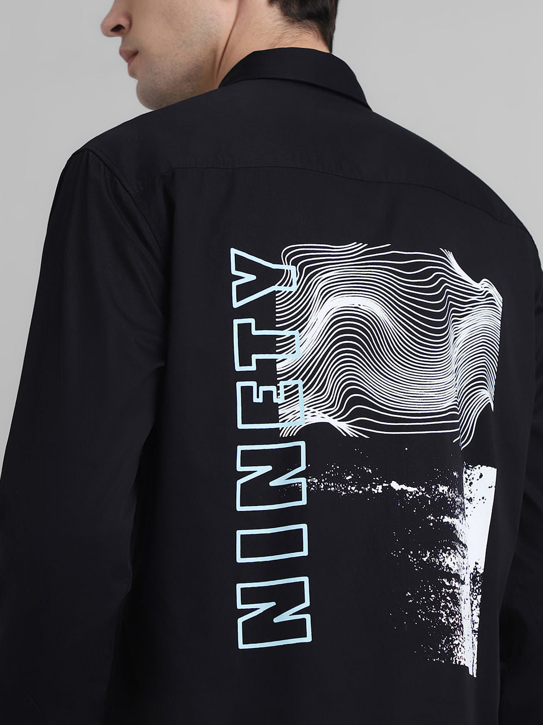 Black Graphic Print Full Sleeves Shirt