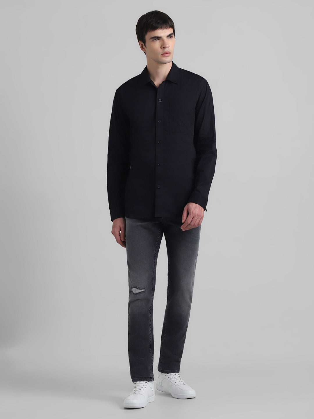 Black Graphic Print Full Sleeves Shirt