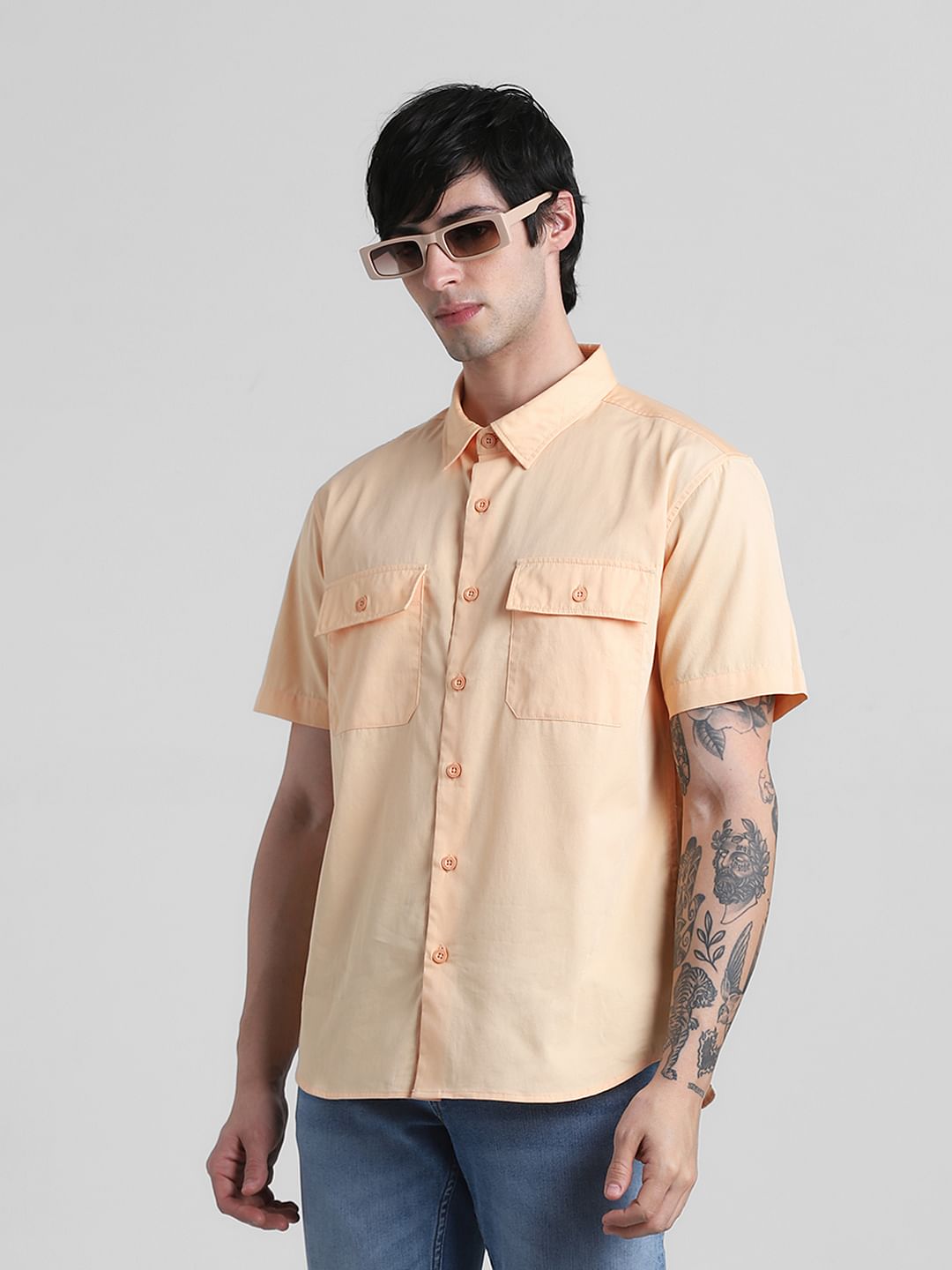 Bleached Beige Drop Shoulder Shirt - S