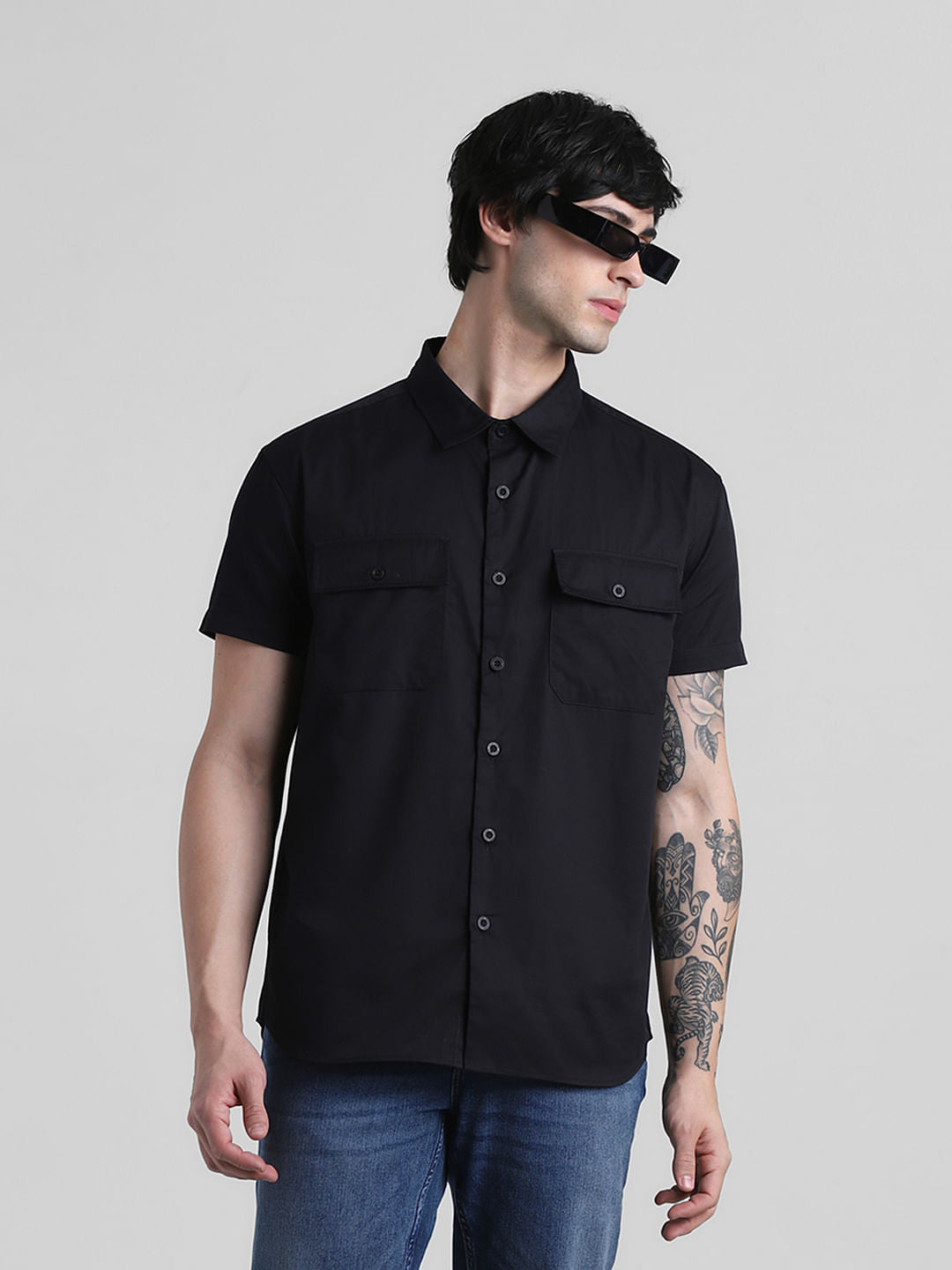 Black Drop Shoulder Shirt - S