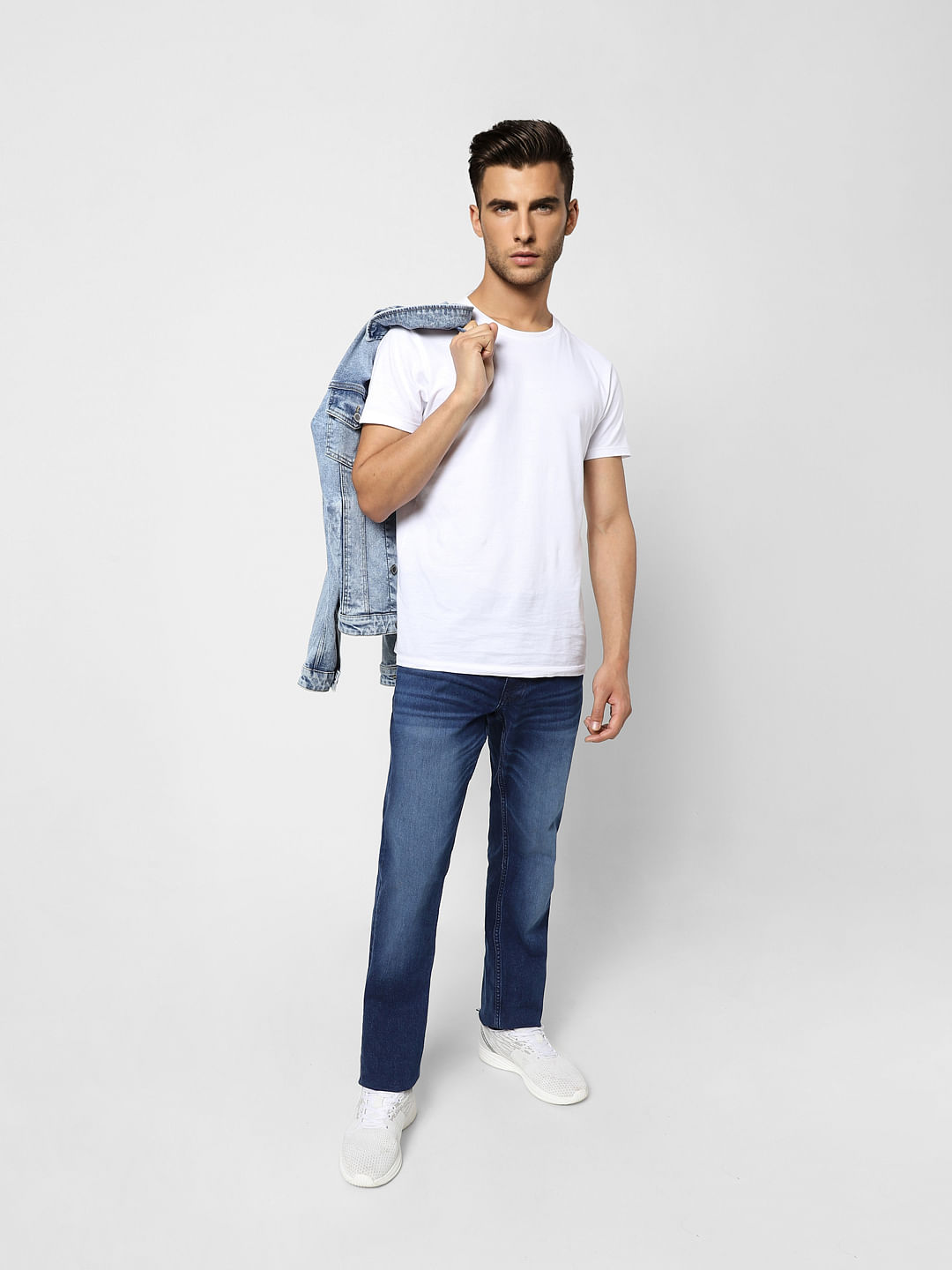 Dark Blue Mid Rise Clark Regular Fit Jeans