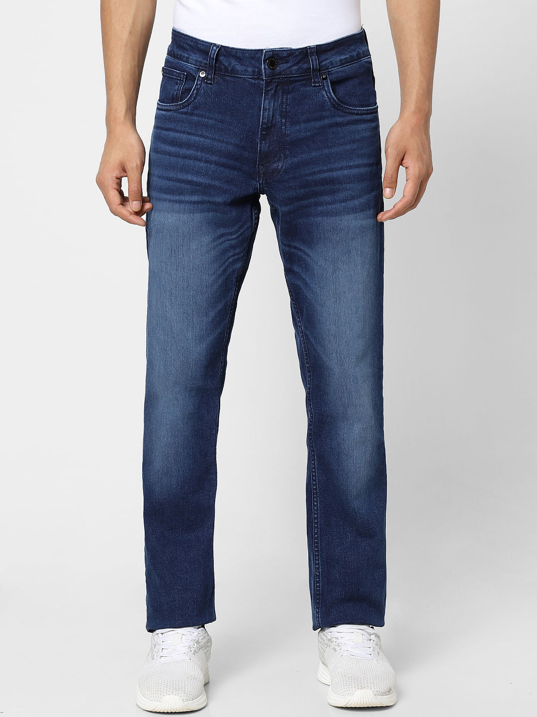 Dark Blue Mid Rise Clark Regular Fit Jeans
