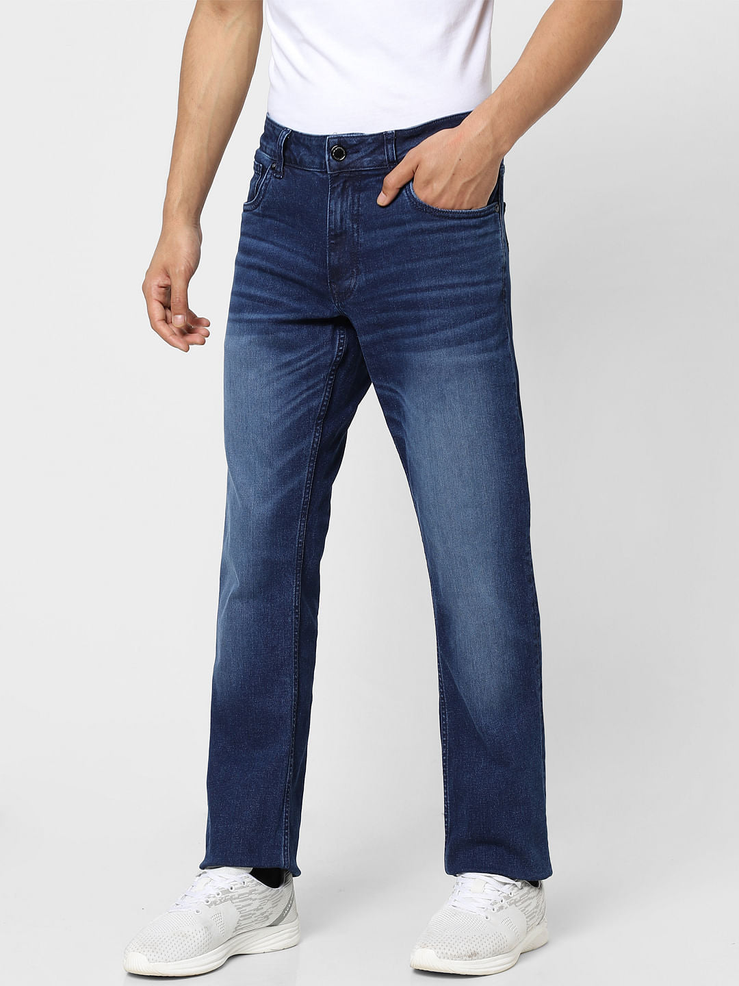 Dark Blue Mid Rise Clark Regular Fit Jeans