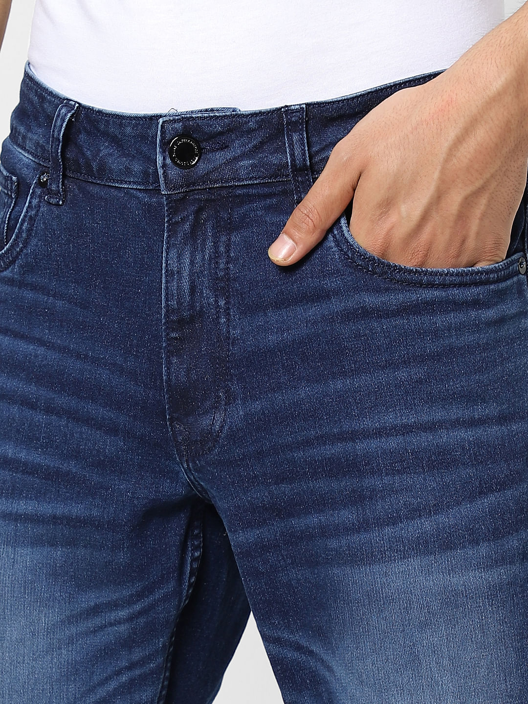 Dark Blue Mid Rise Clark Regular Fit Jeans