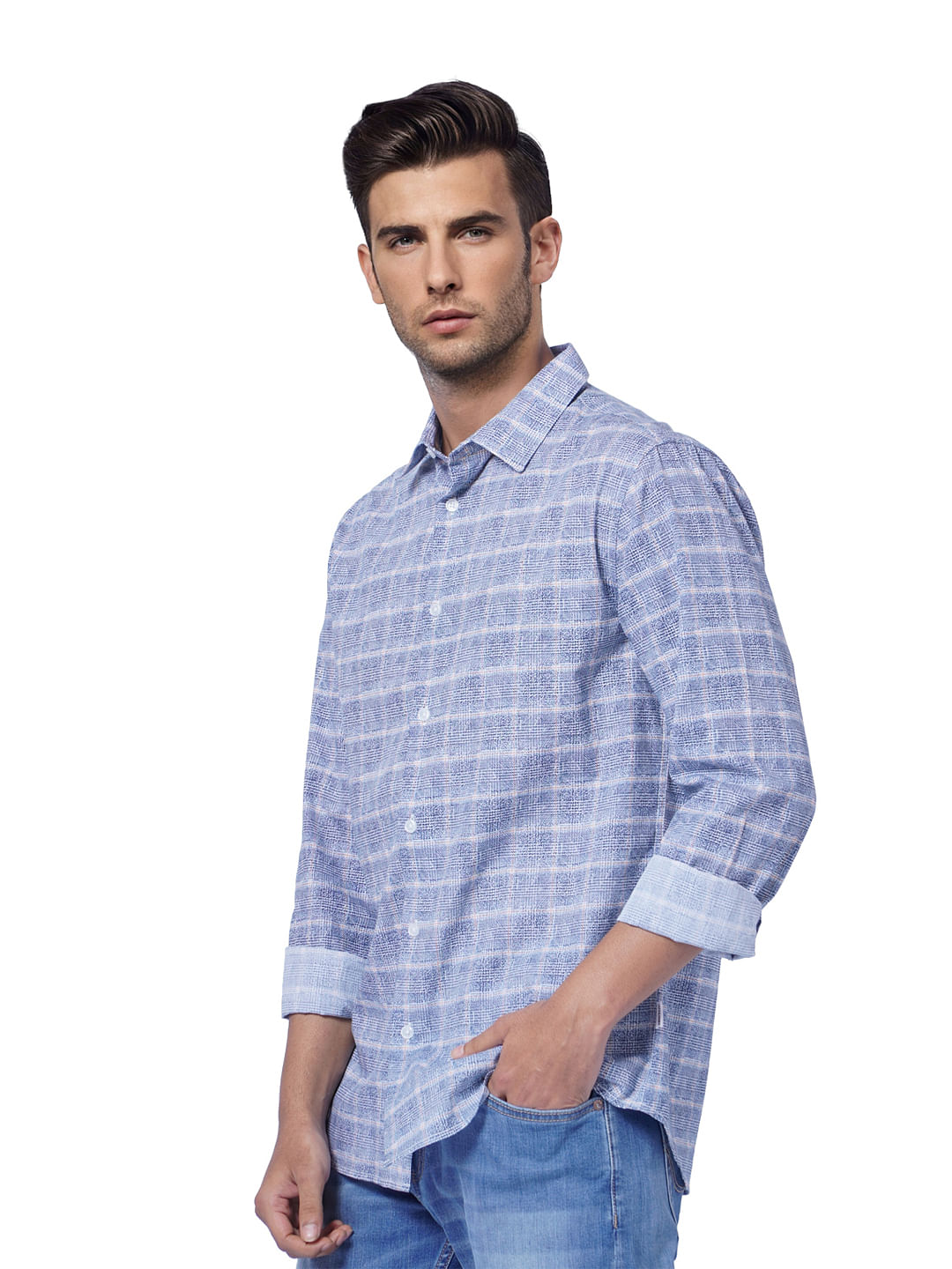 Blue Printed Full Sleeves Shirt