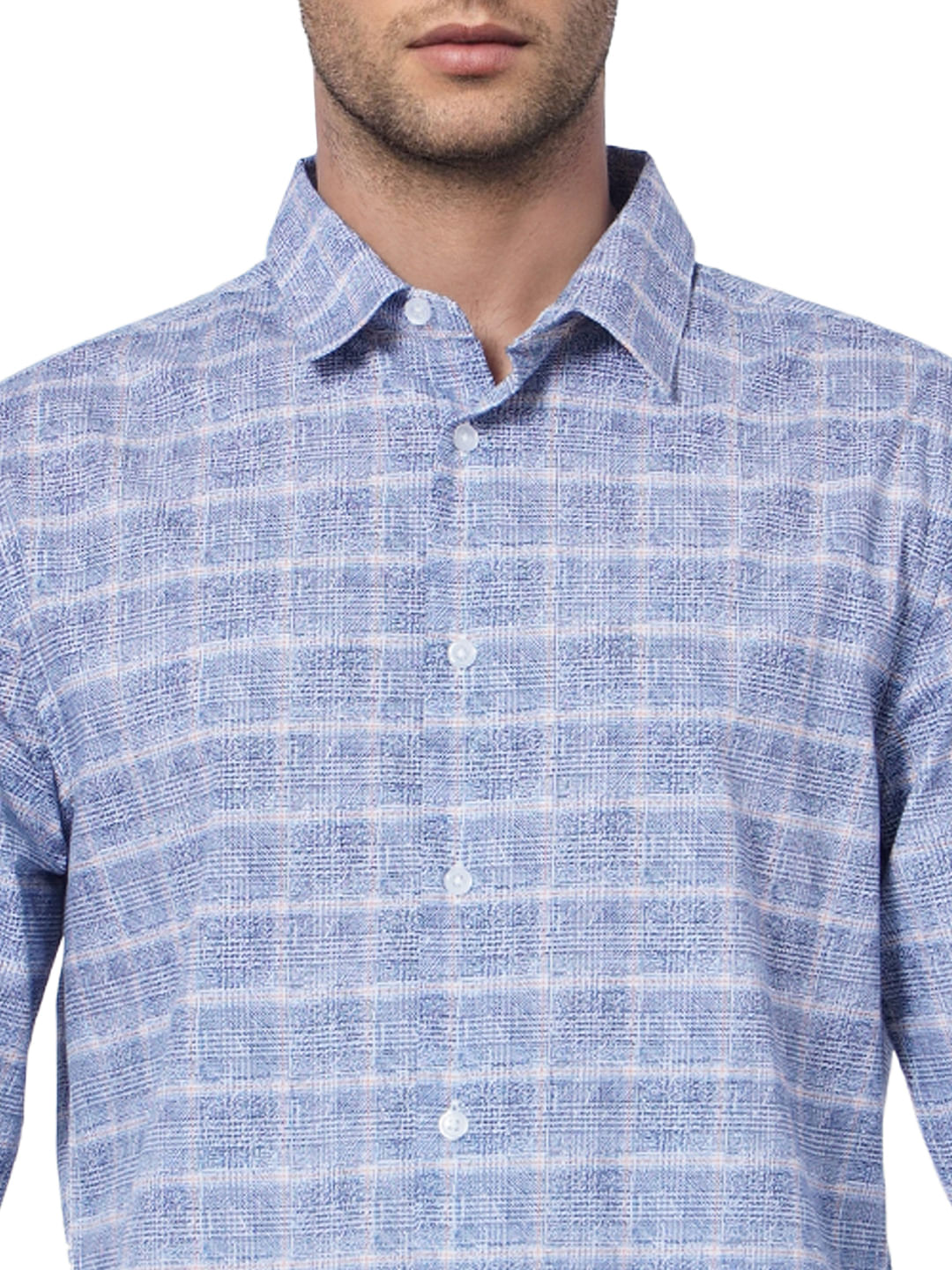 Blue Printed Full Sleeves Shirt