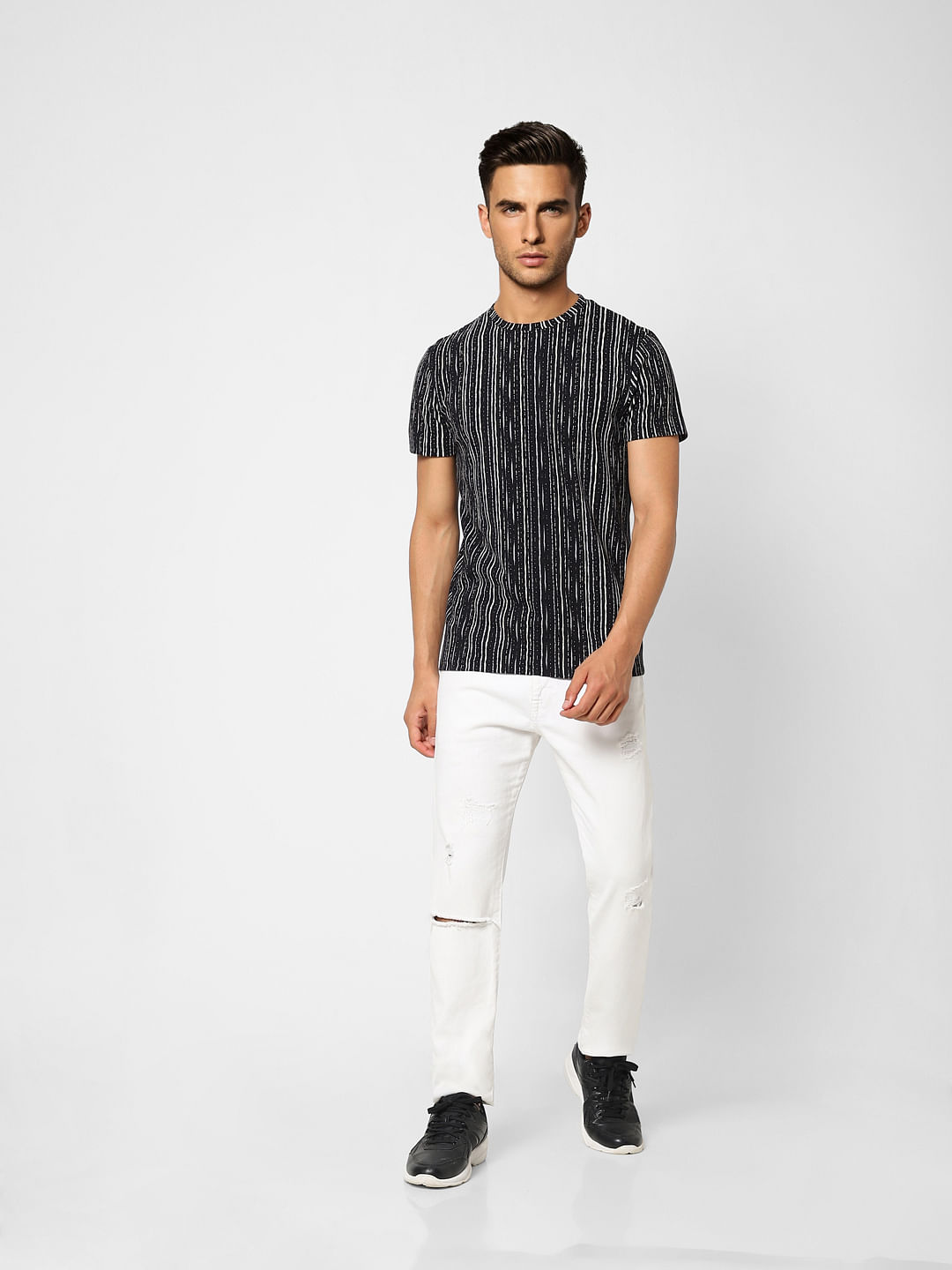 Black Printed Crew Neck T-shirt