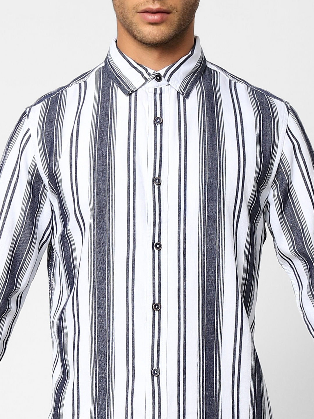 White Striped Full Sleeves Shirt
