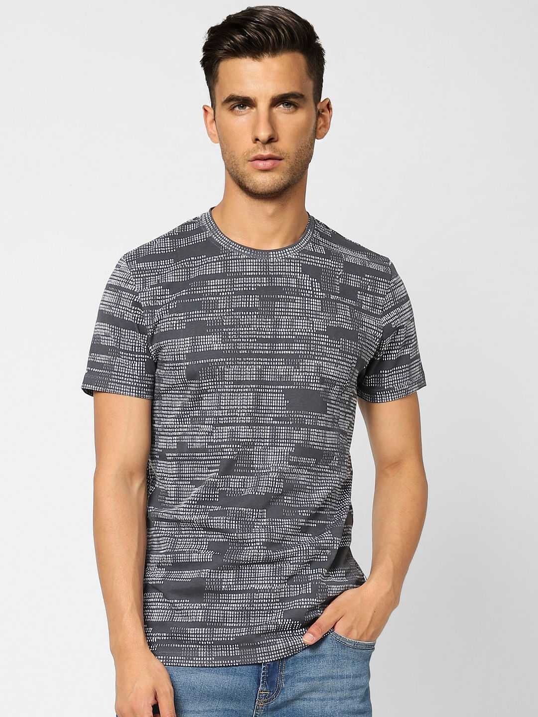 Black Printed Crew Neck T-shirt