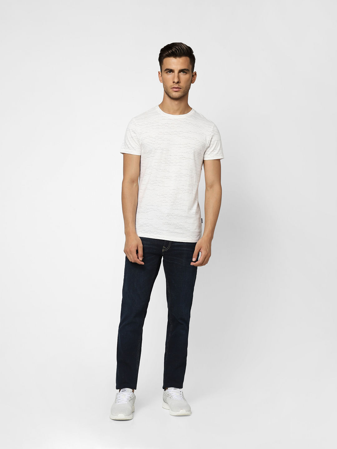 White Printed Crew Neck T-shirt