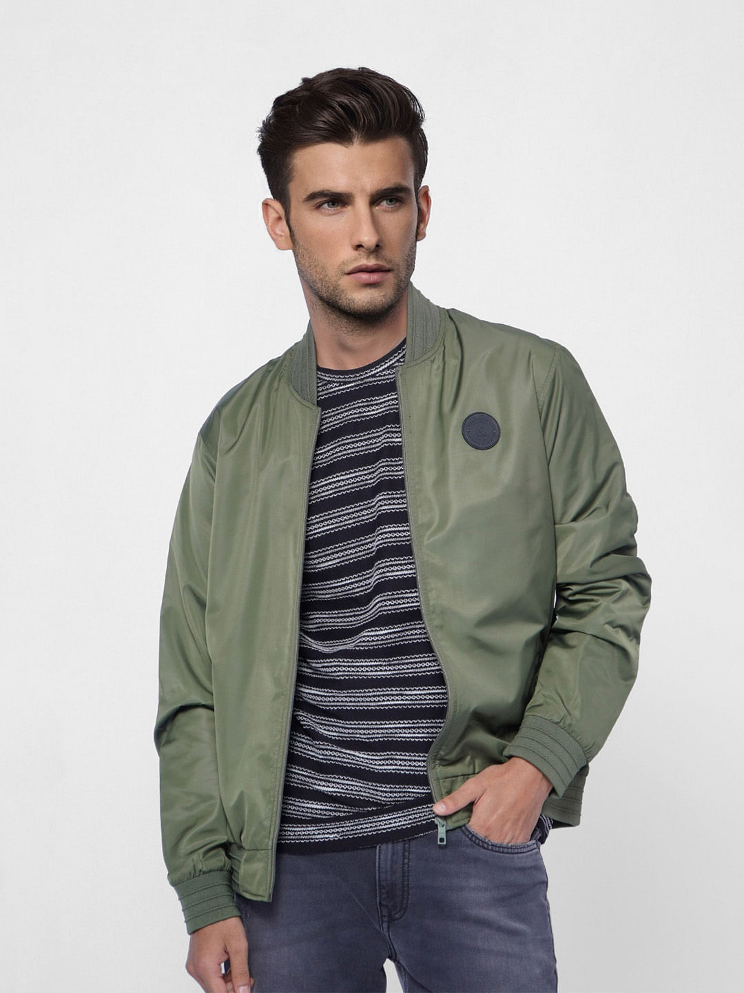 Grey Printed Crew Neck T-shirt