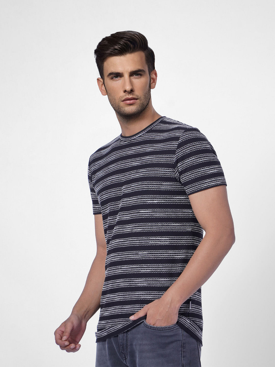 Grey Printed Crew Neck T-shirt