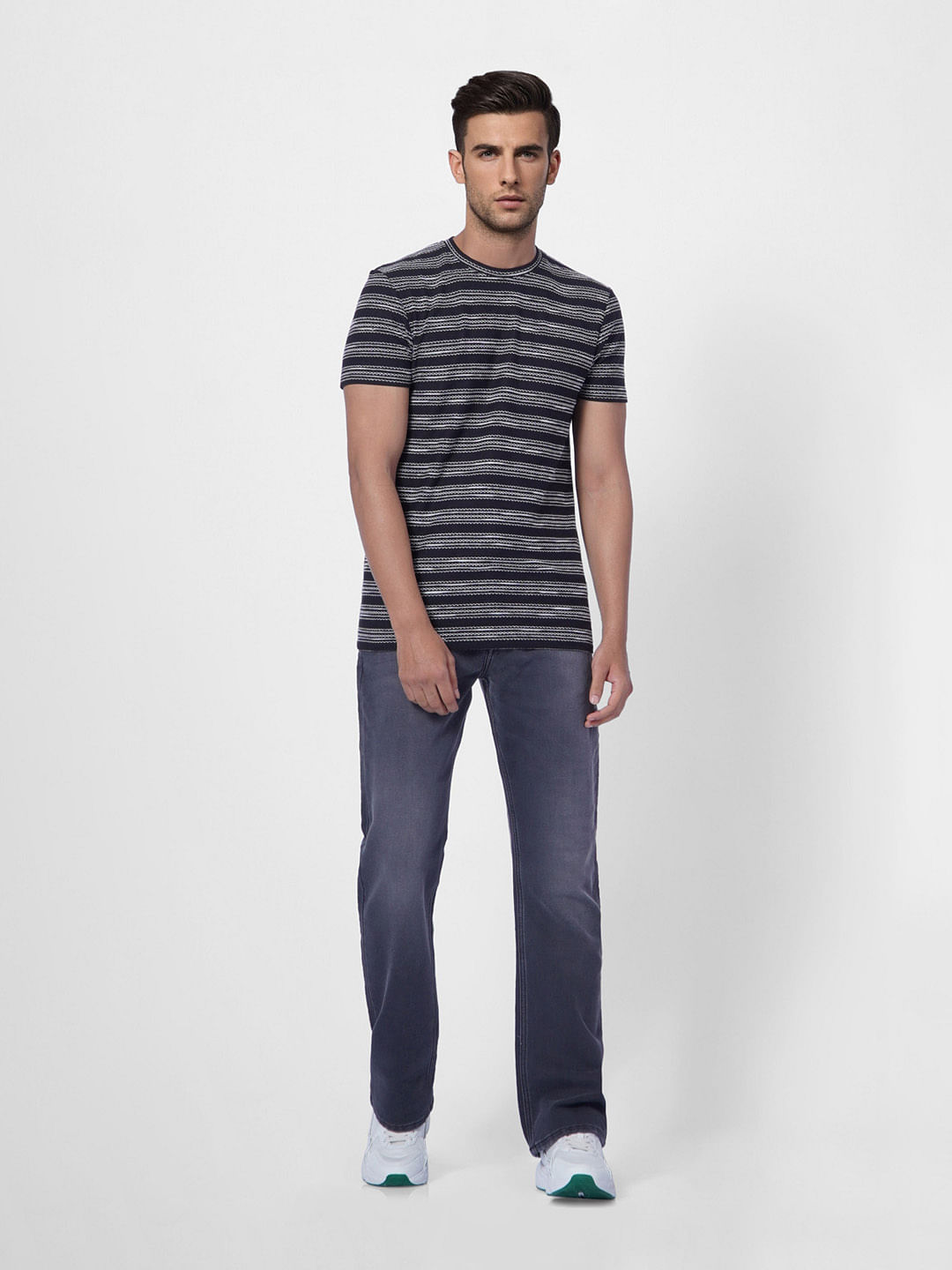 Grey Printed Crew Neck T-shirt