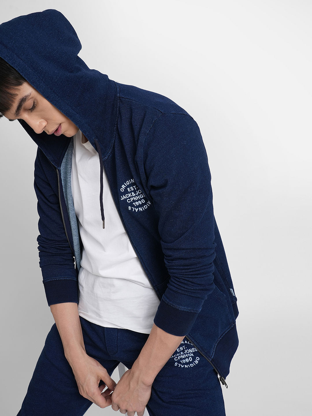 Blue Hooded Co-ord Sweatshirt - S
