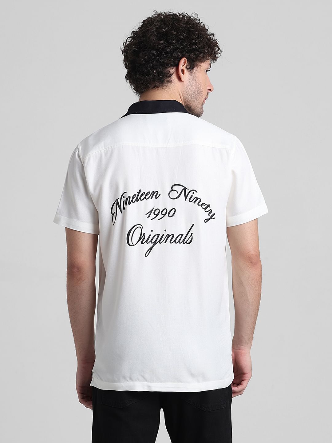 White Printed Short Sleeve Shirt