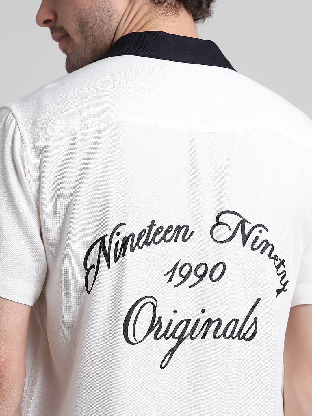 White Printed Short Sleeve Shirt