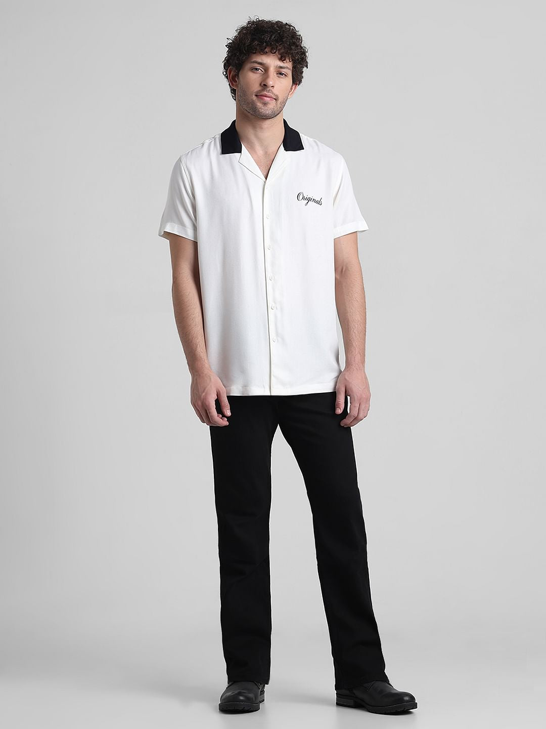 White Printed Short Sleeve Shirt