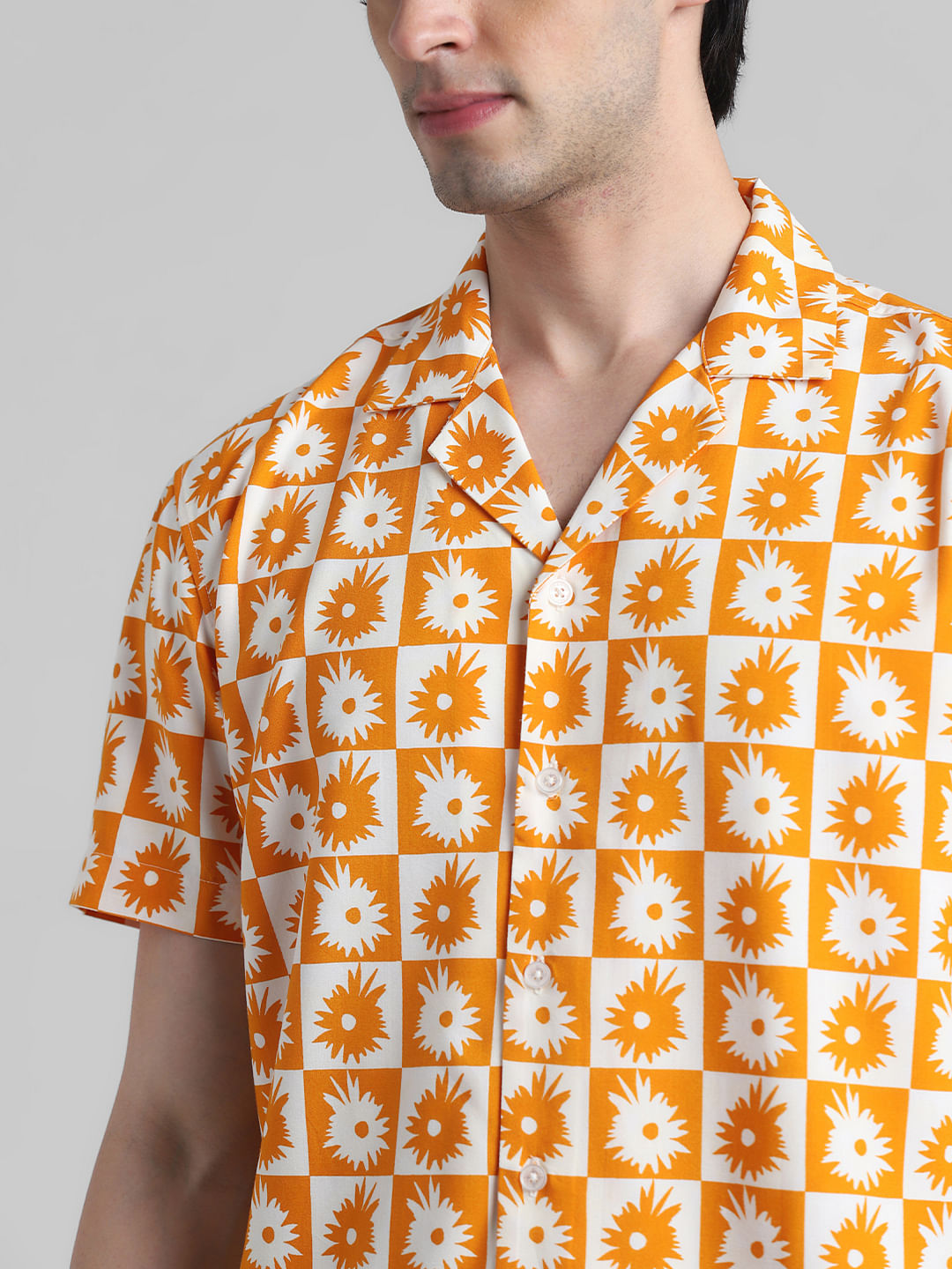 Orange Abstract Print Shirt