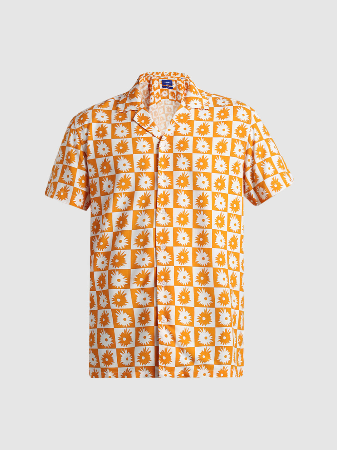 Orange Abstract Print Shirt