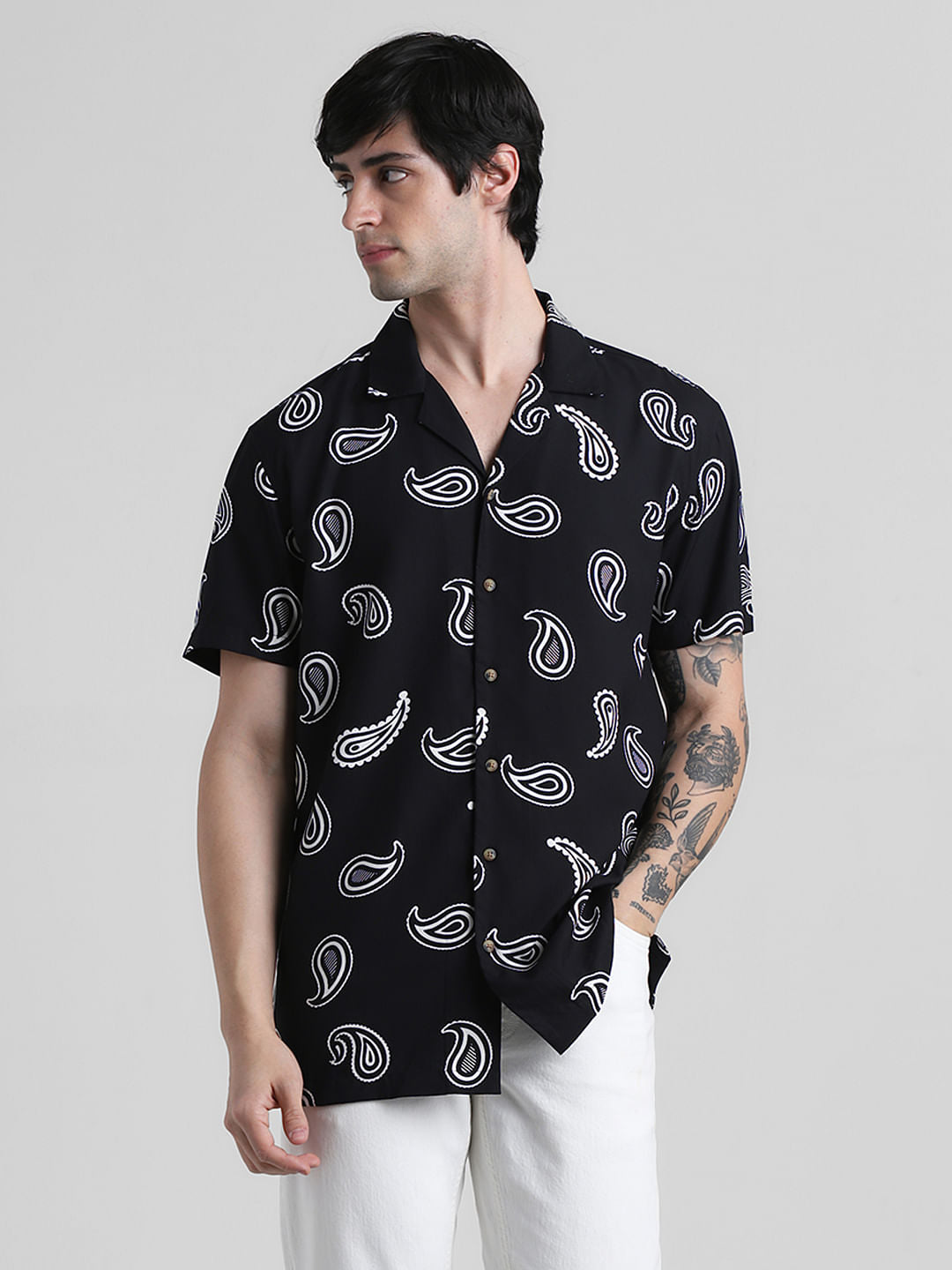 Black Paisley Print Shirt