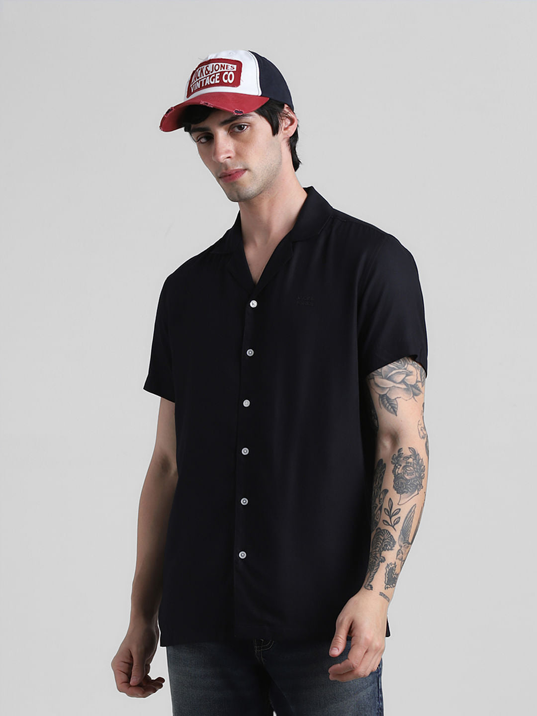 Black Resort Collar Shirt - S