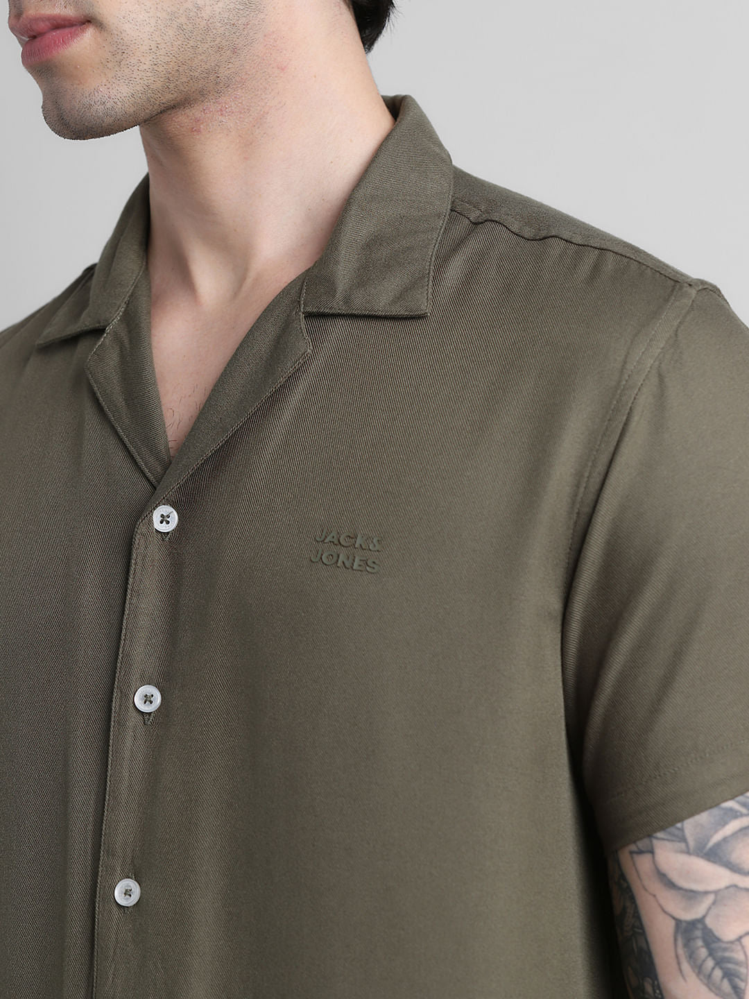 Olive Green Resort Collar Shirt