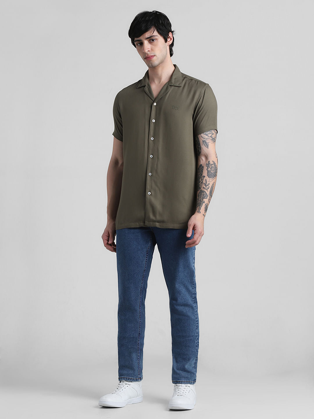 Olive Green Resort Collar Shirt