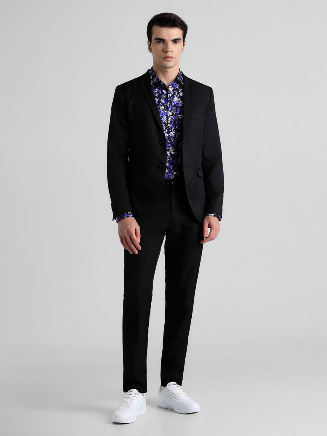 Black Double Button Twill Blazer