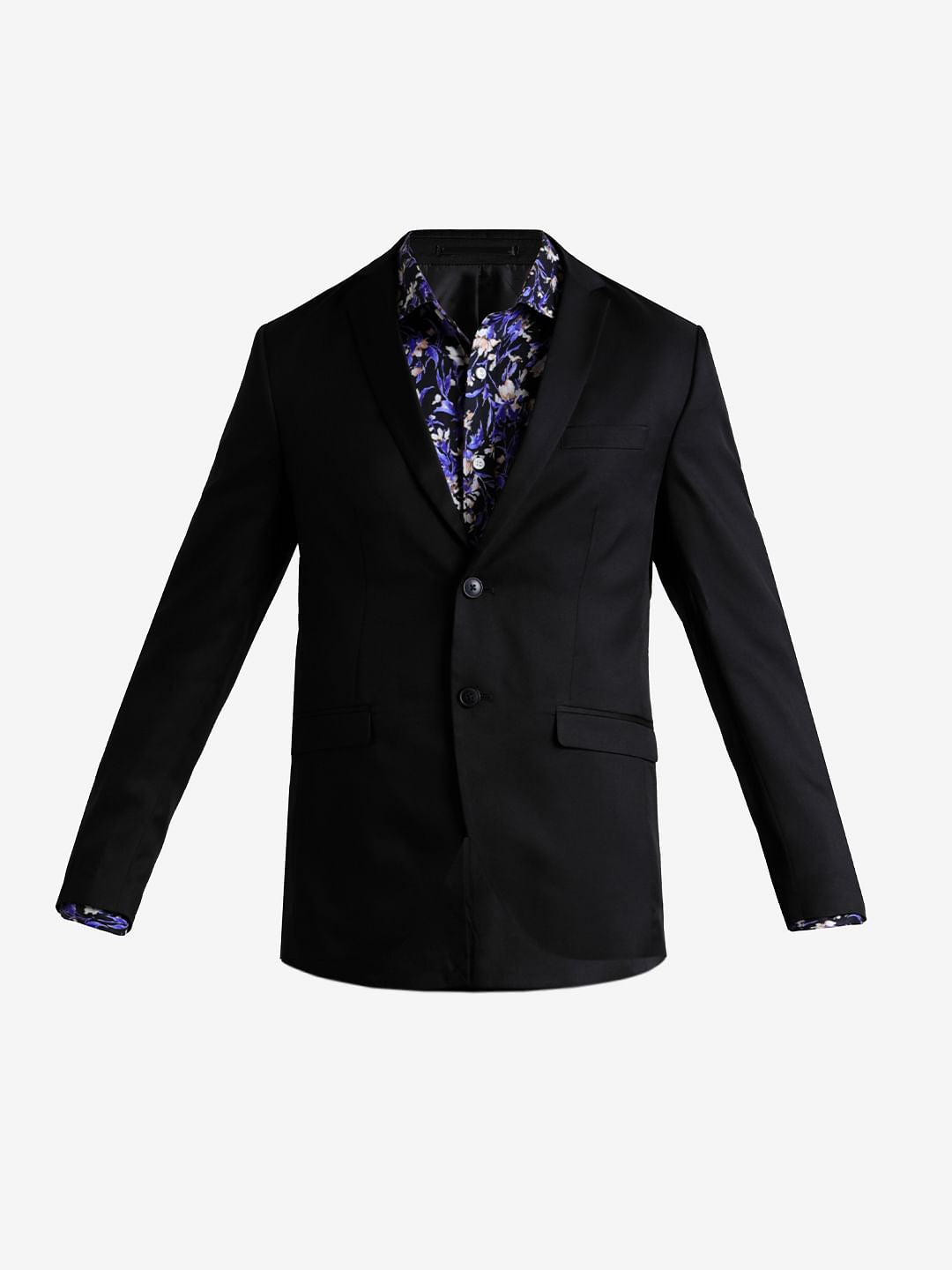 Black Double Button Twill Blazer