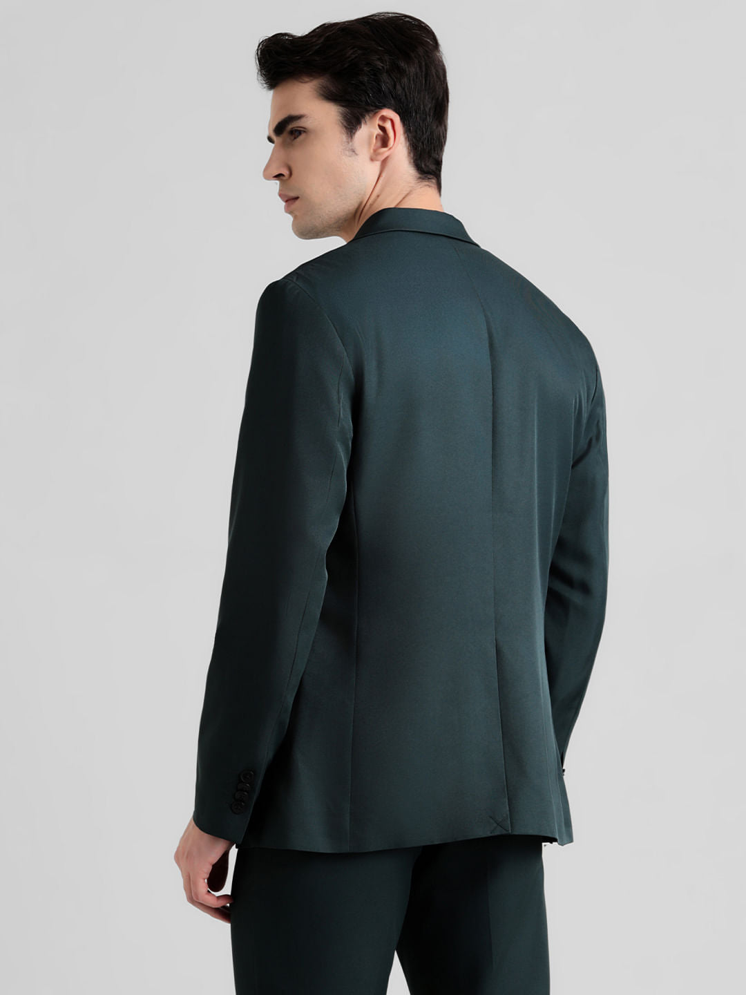 Green Double Button Twill Blazer