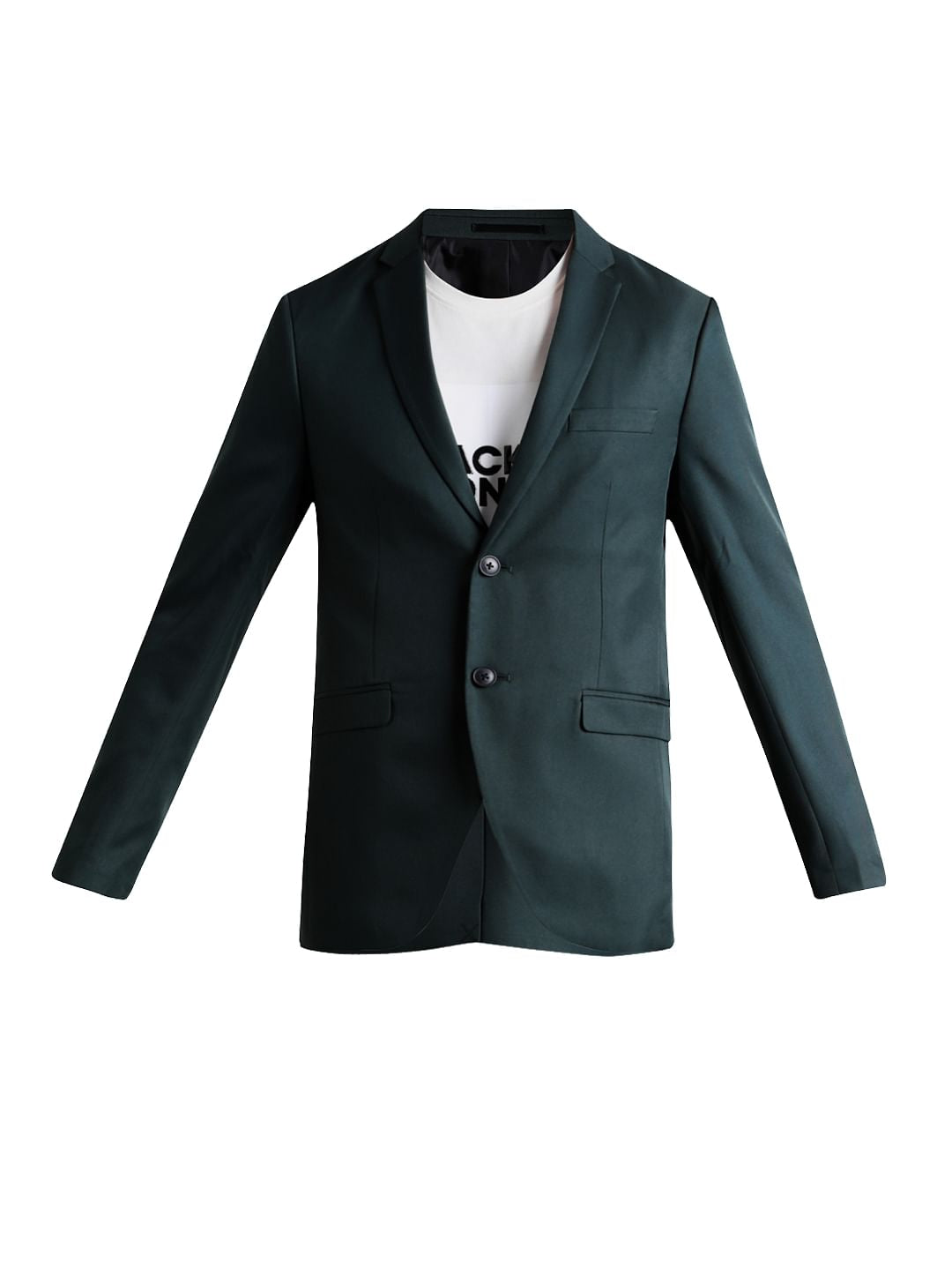 Green Double Button Twill Blazer