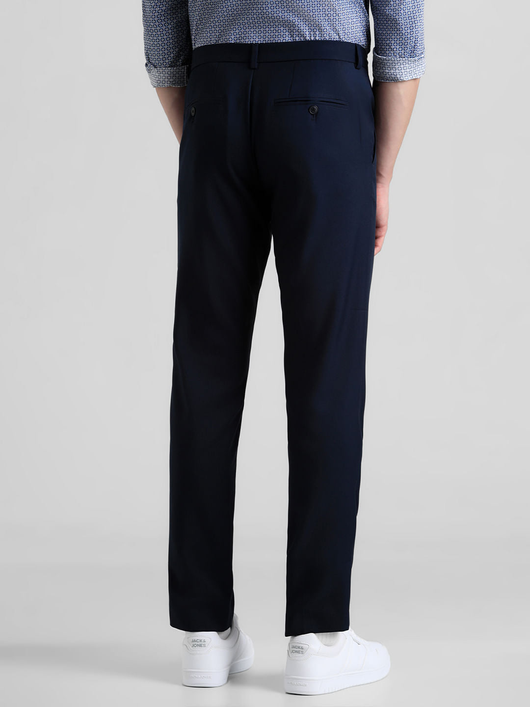 Navy Mid Rise Twill Trousers