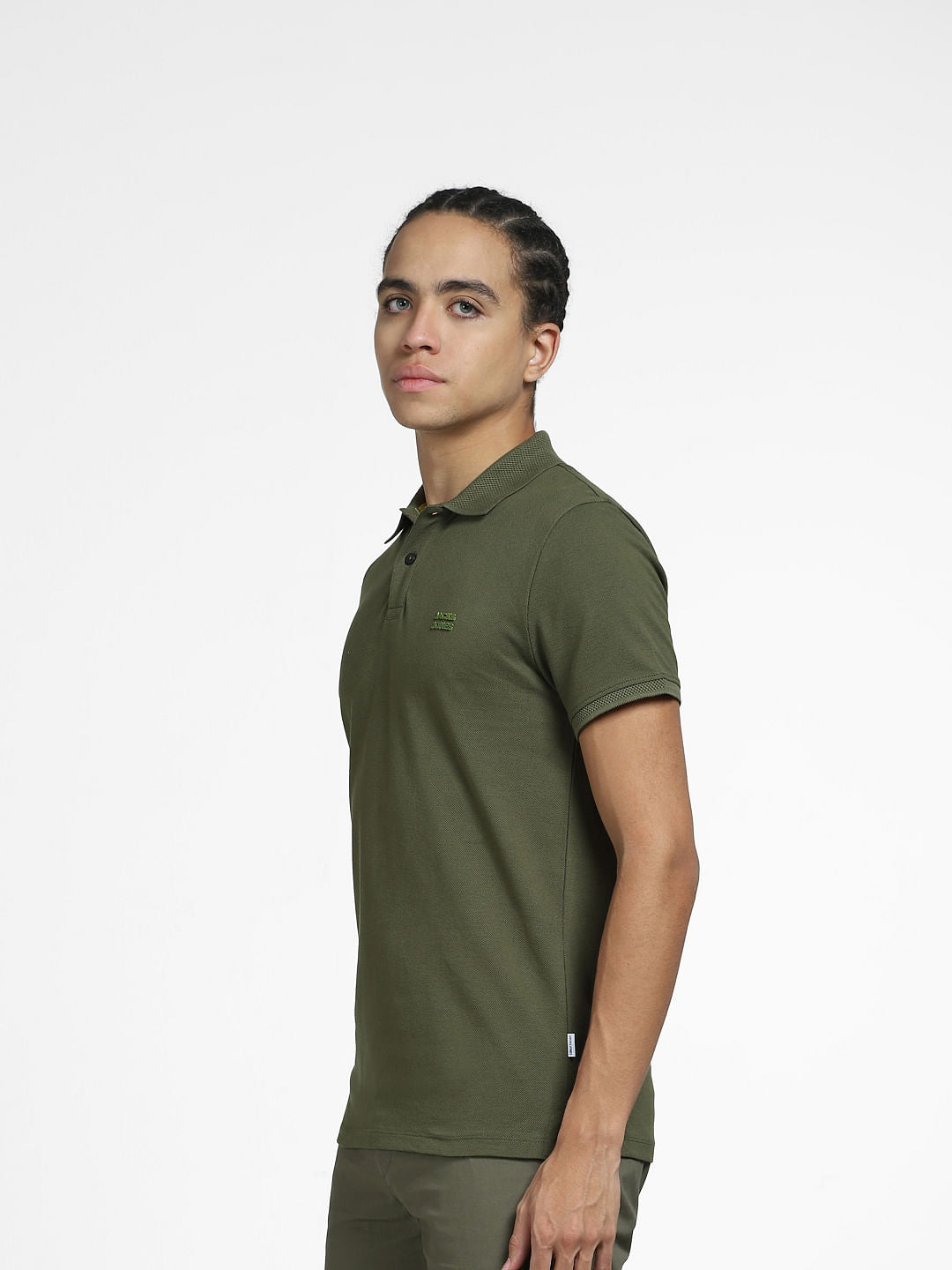 Green Logo Print Polo Neck T-shirt