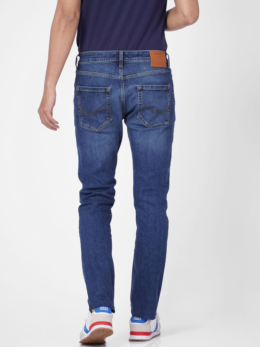 Blue Low Rise Washed Tim Anti Fit Jeans